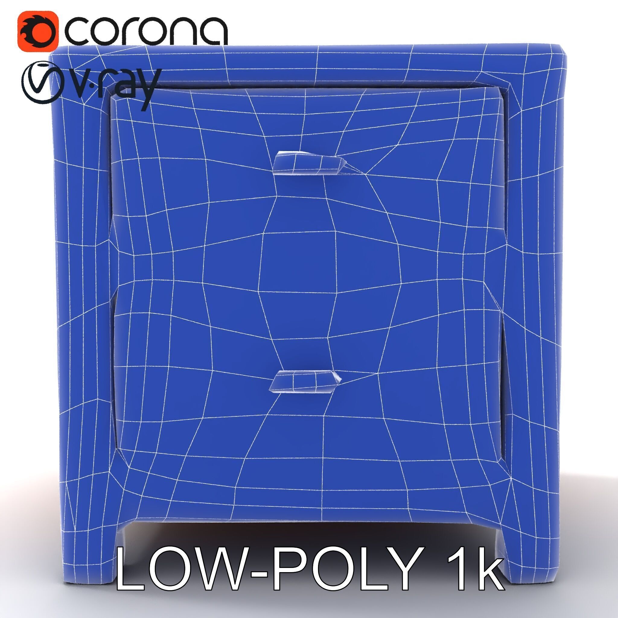 Wooden Nightstand Drawer Model Pack Low-poly 3D model_10