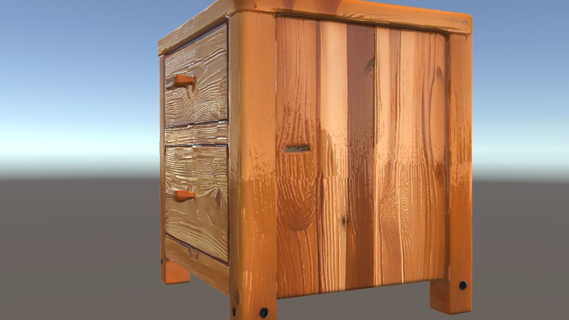 Wooden Nightstand Drawer Model Pack Low-poly 3D model_18