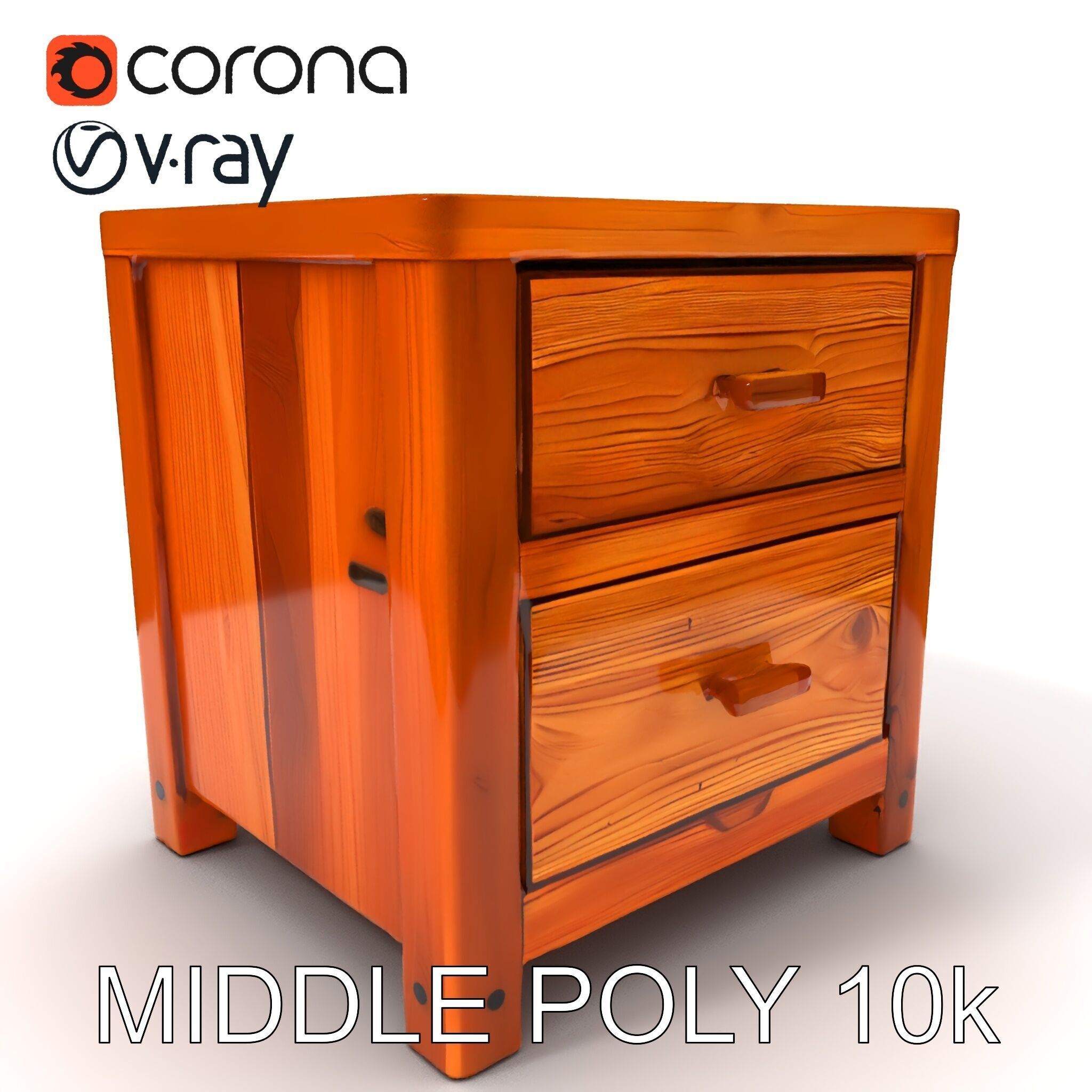 Wooden Nightstand Drawer Model Pack Low-poly 3D model_12
