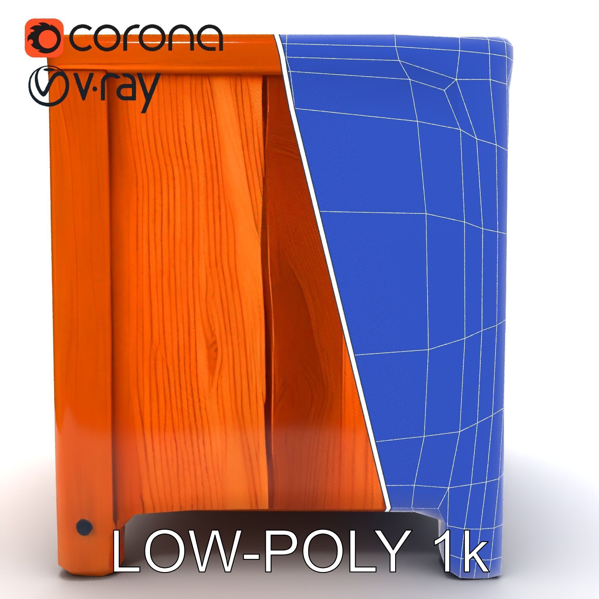 Wooden Nightstand Drawer Model Pack Low-poly 3D model_16