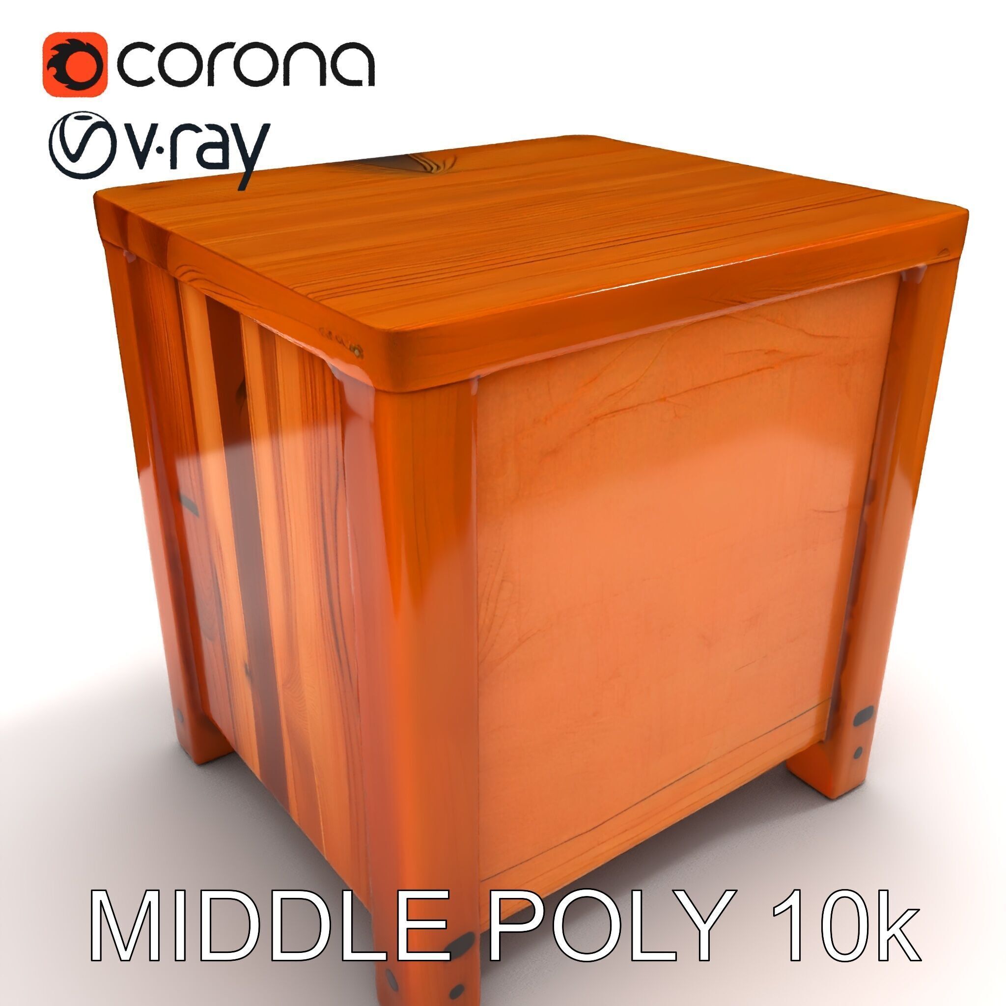 Wooden Nightstand Drawer Model Pack Low-poly 3D model_29