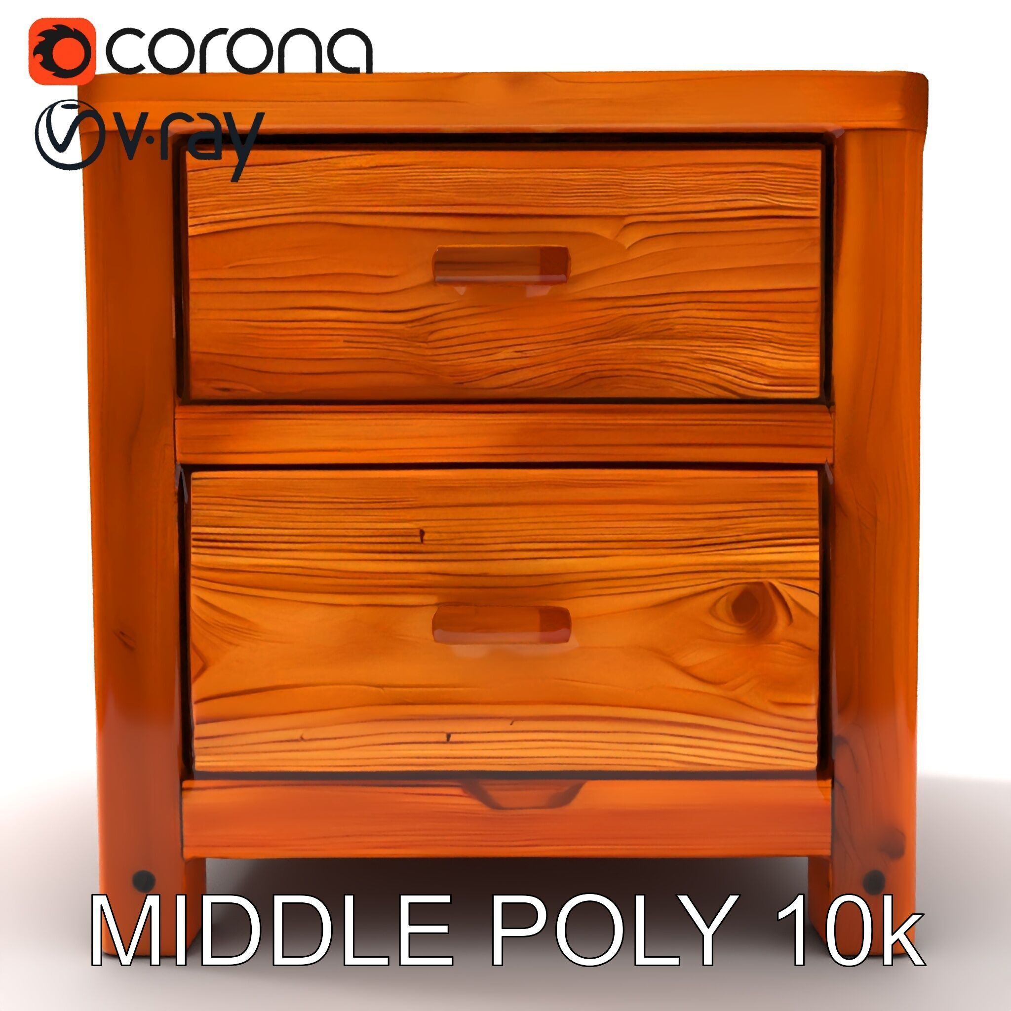 Wooden Nightstand Drawer Model Pack Low-poly 3D model_15