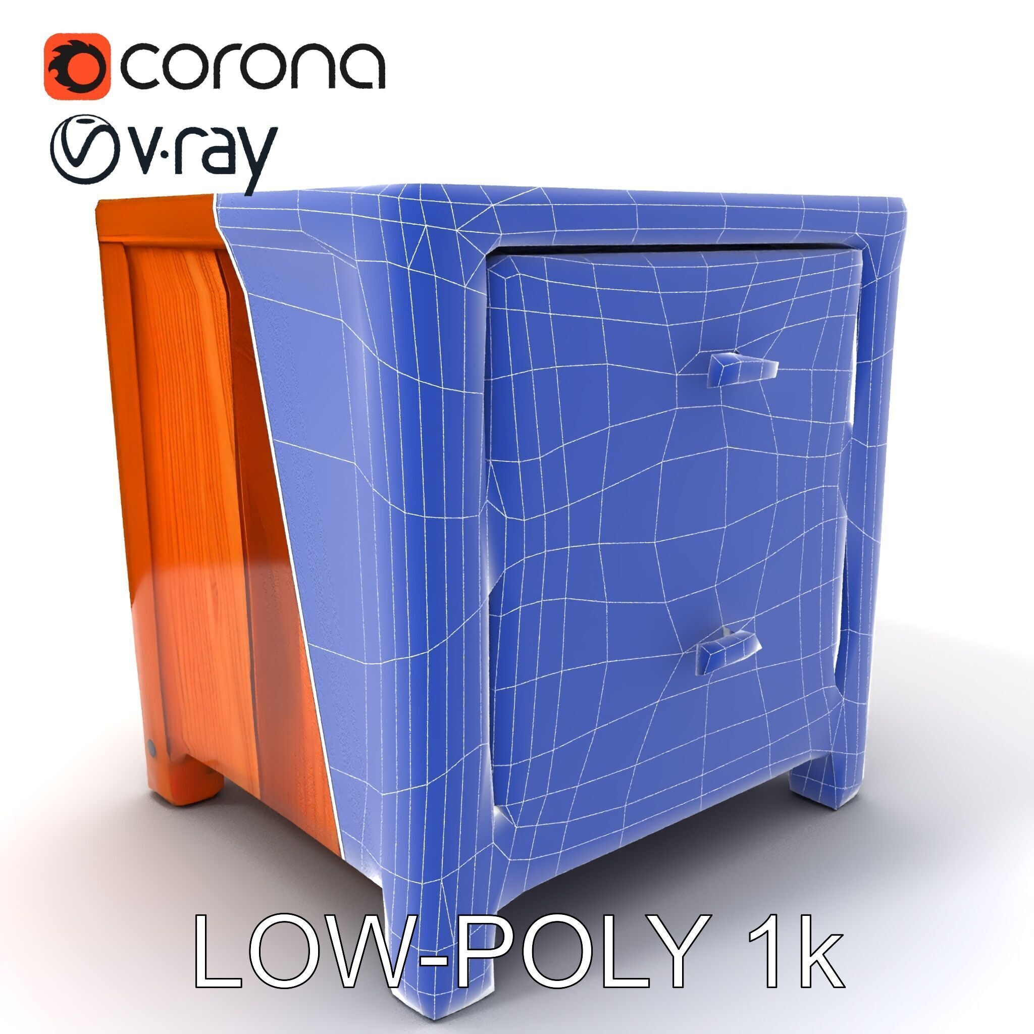 Wooden Nightstand Drawer Model Pack Low-poly 3D model_24
