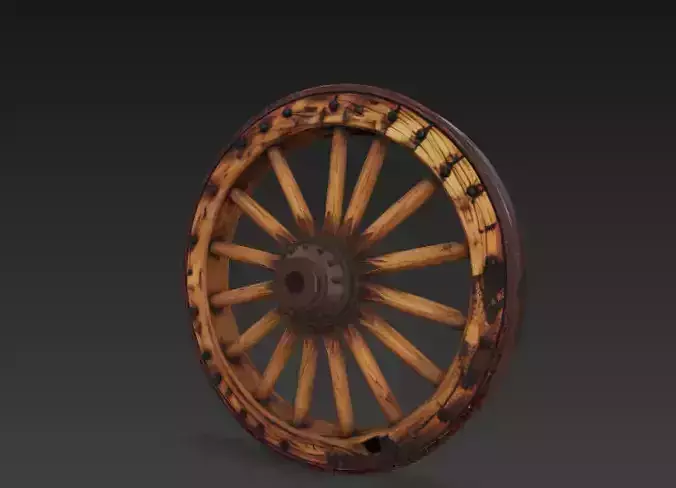 realistic wooden horse carriage wheel