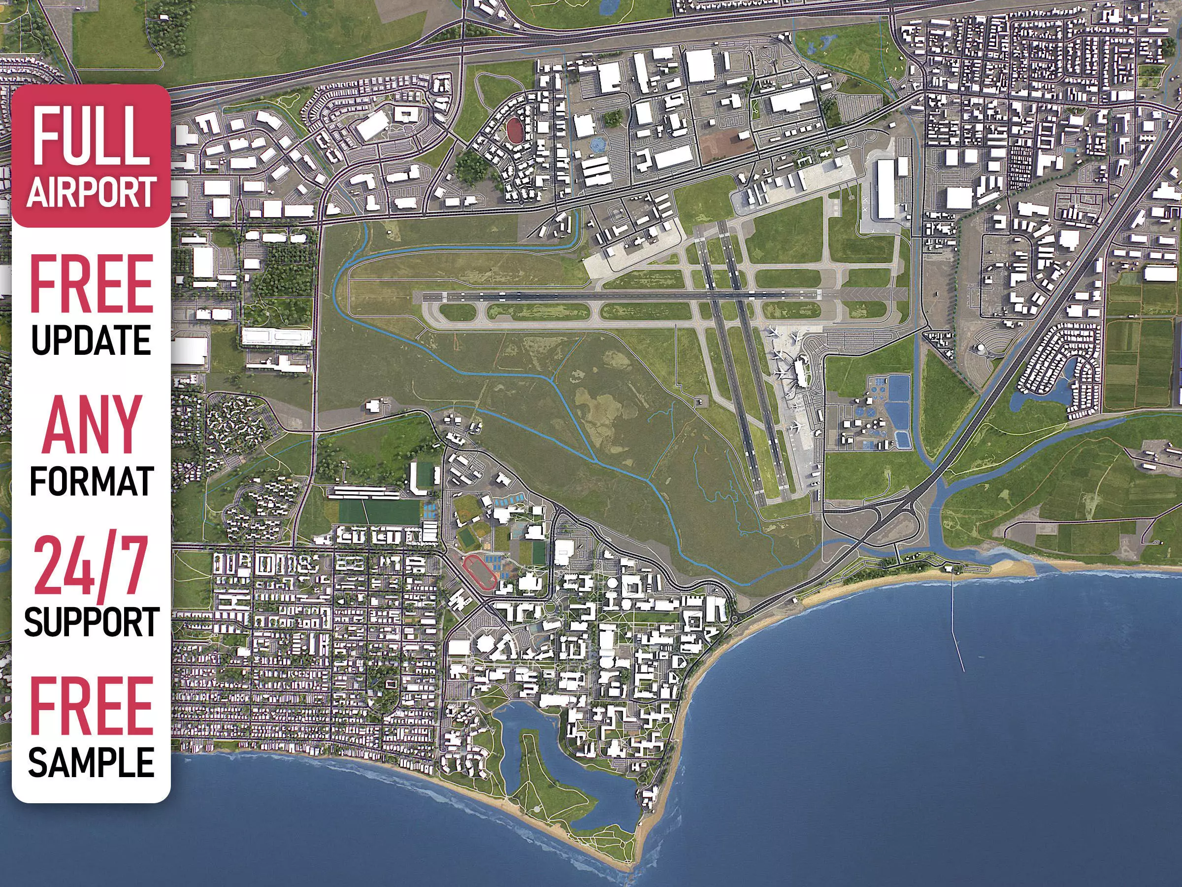 Santa Barbara Airport Low-poly 3D model