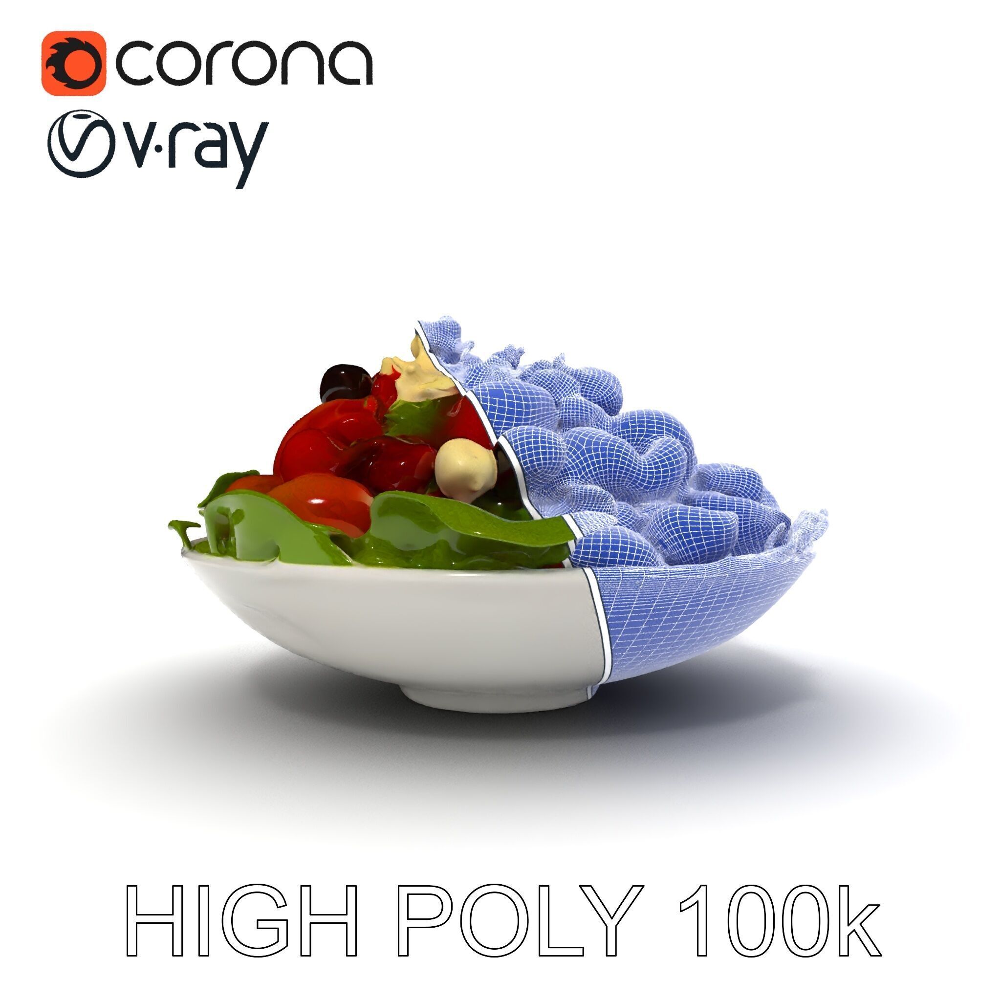 Fresh Greek Salad Model Pack Low-poly 3D model_11