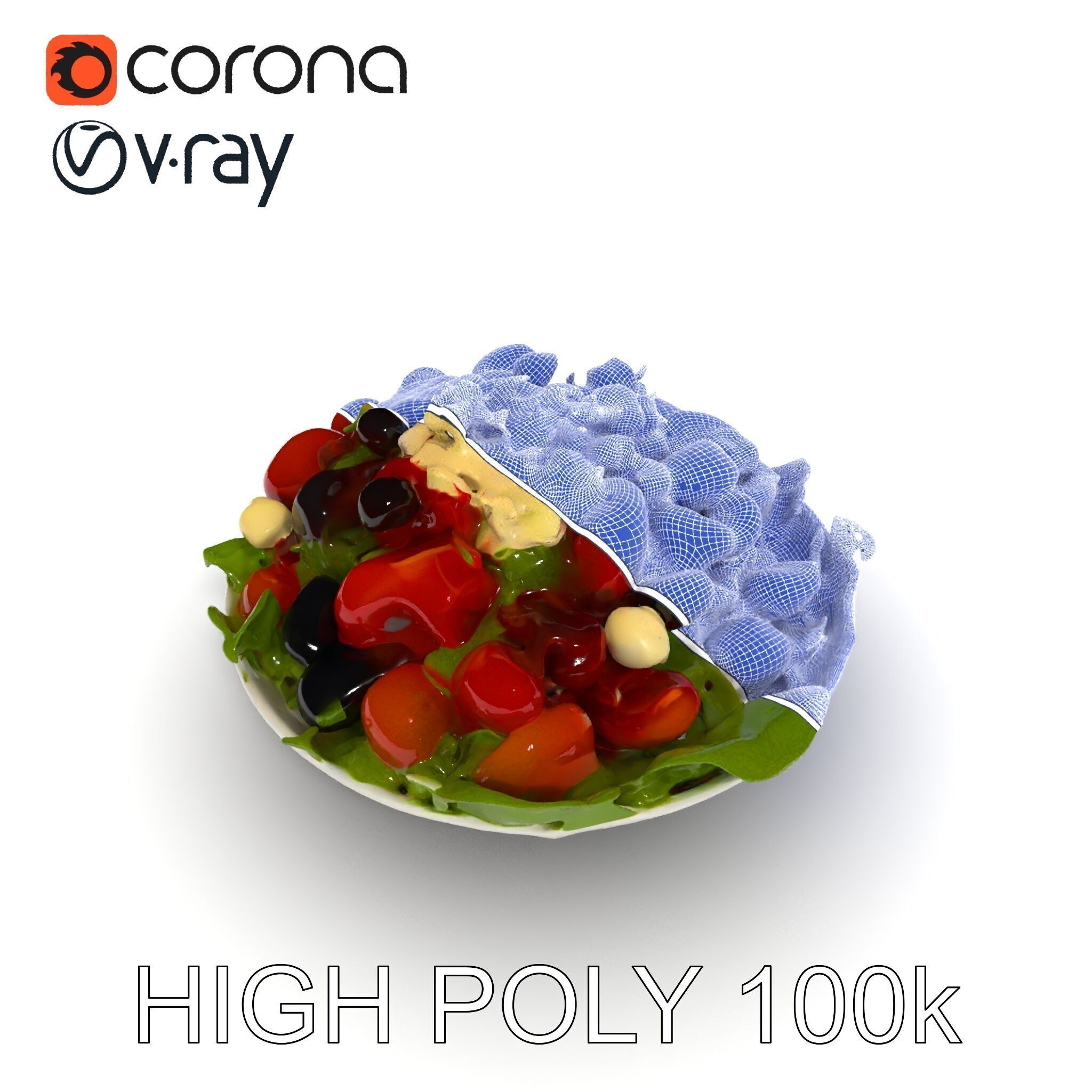 Fresh Greek Salad Model Pack Low-poly 3D model_19