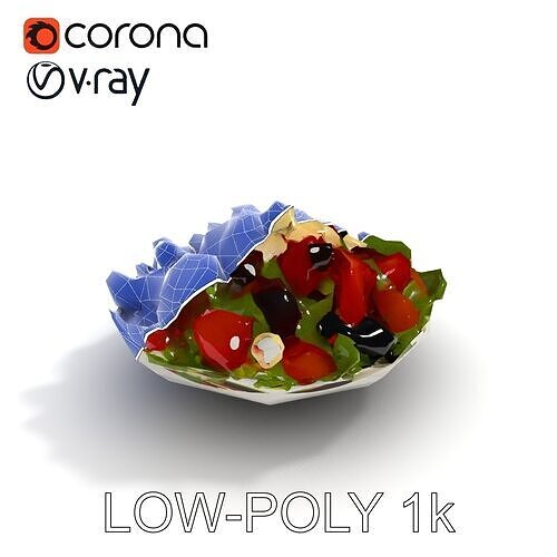 Fresh Greek Salad Model Pack Low-poly 3D model 7