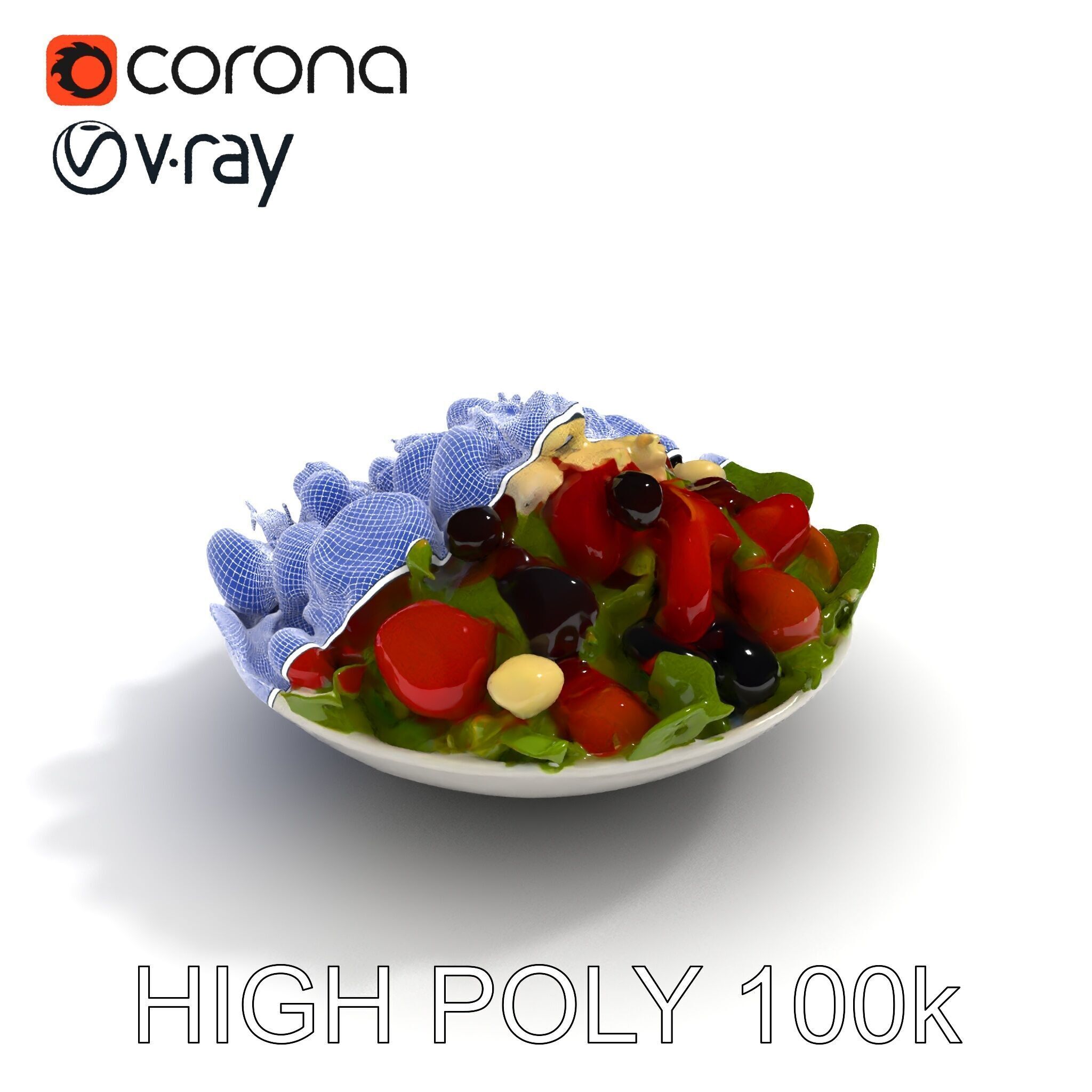 Fresh Greek Salad Model Pack Low-poly 3D model_24