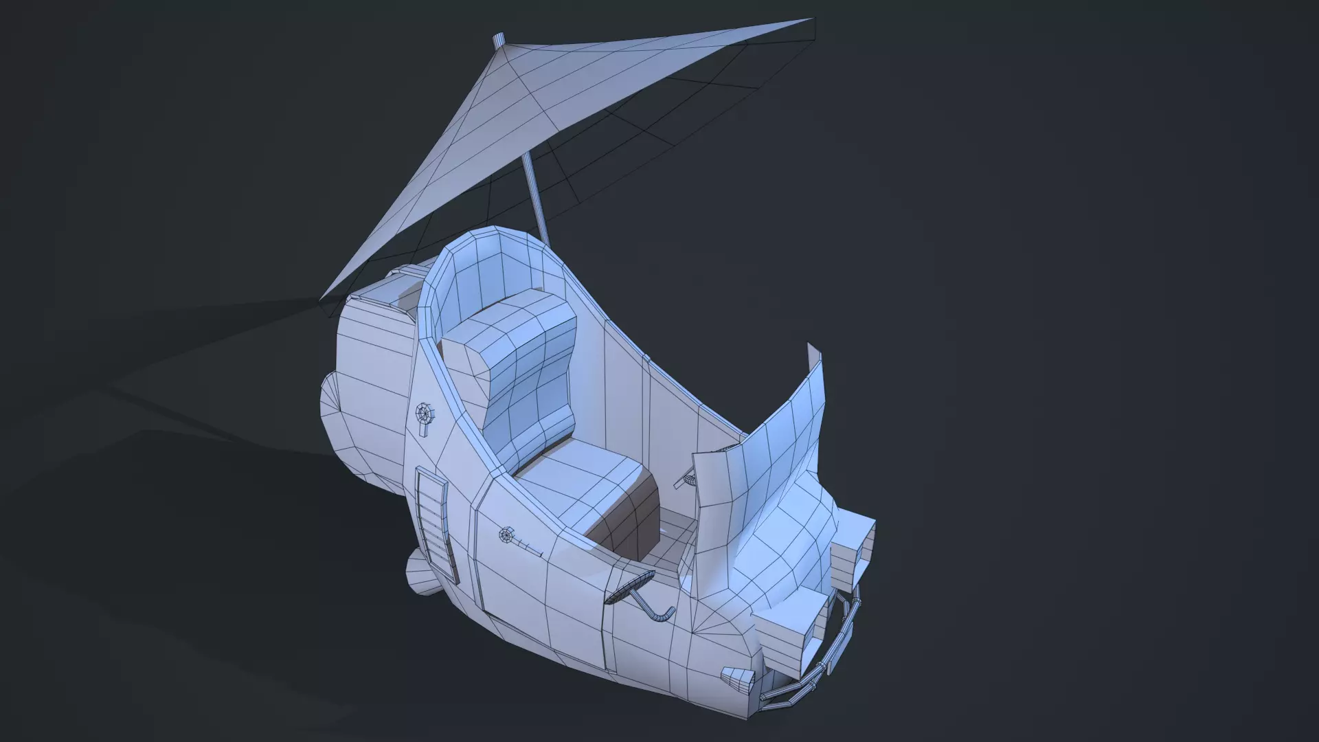 3D Flying Vehicle Low-poly 3D model_0