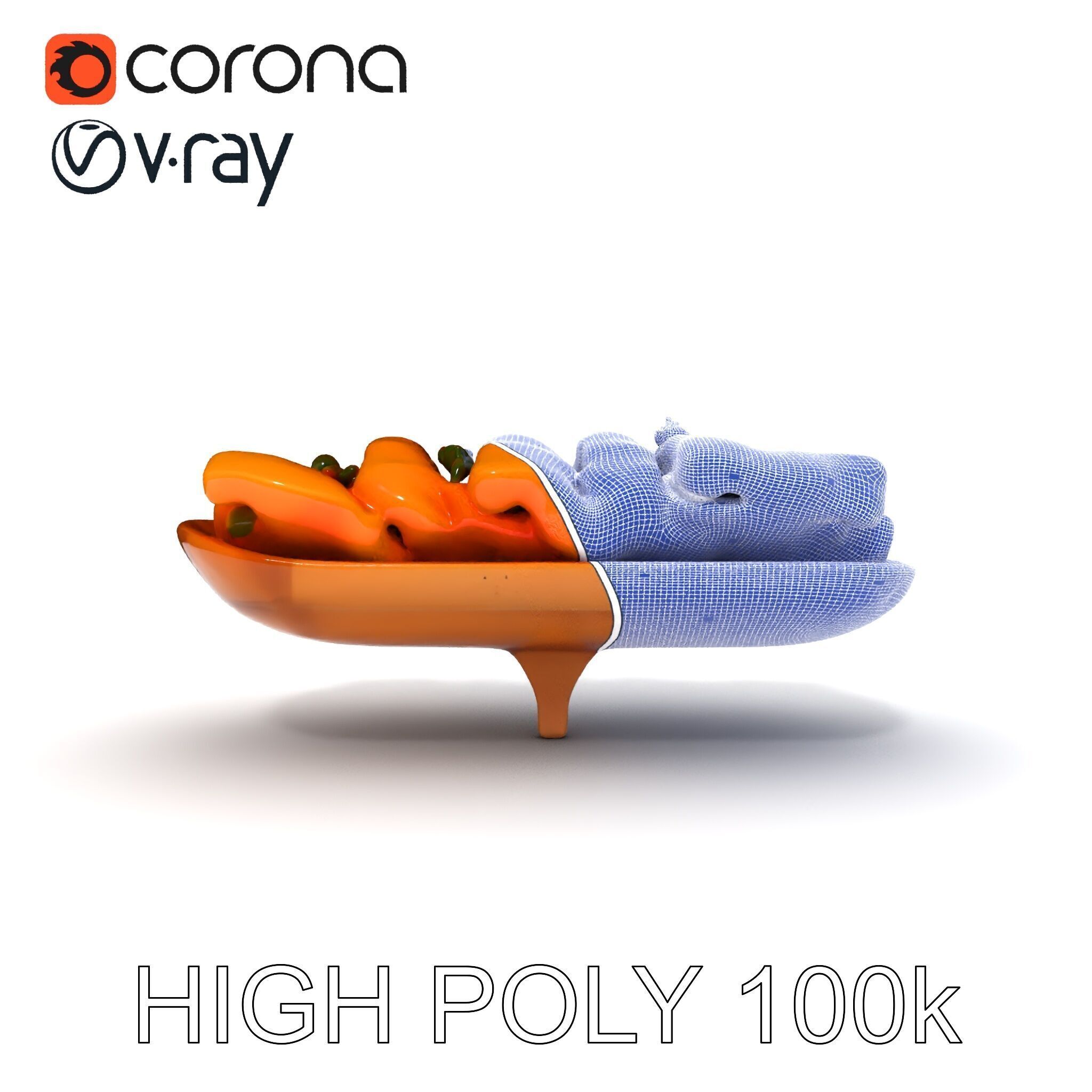 Realistic Smoked Salmon Slices on Wooden Platter D Model Pack Low-poly 3D model_24