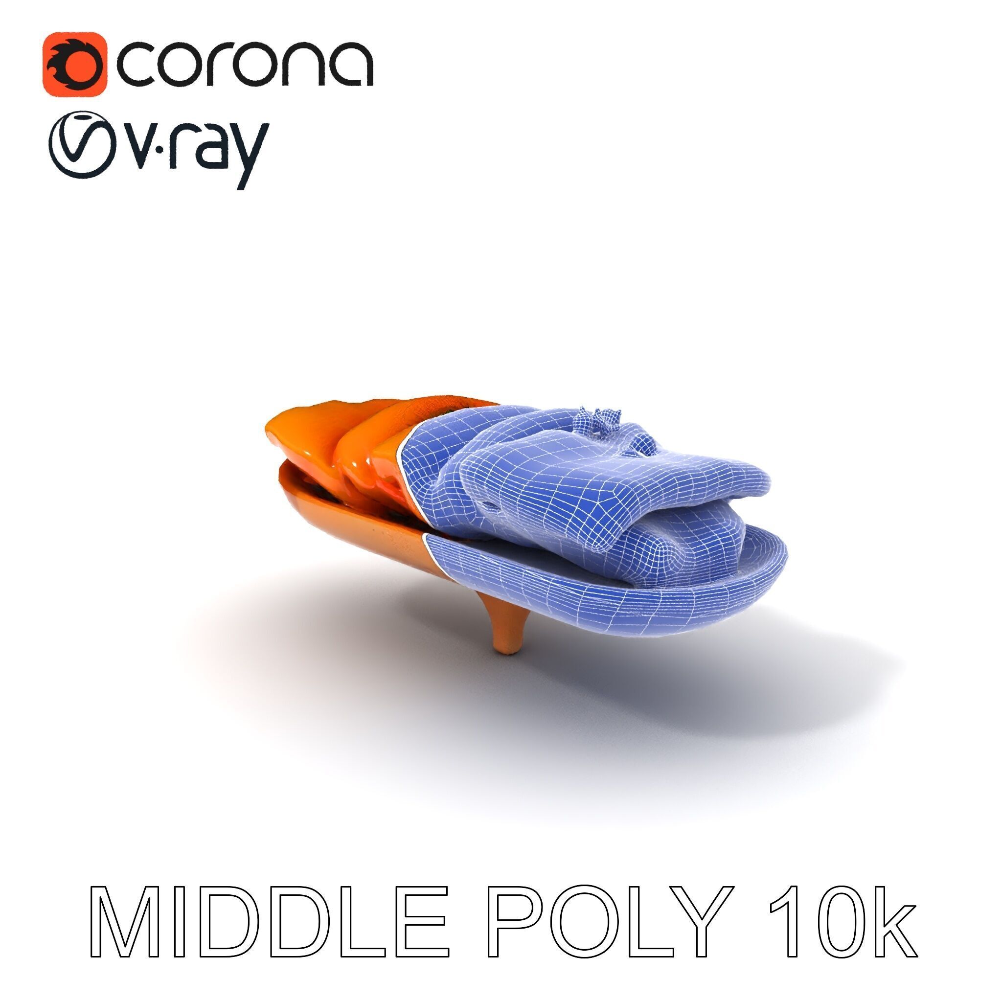 Realistic Smoked Salmon Slices on Wooden Platter D Model Pack Low-poly 3D model_33