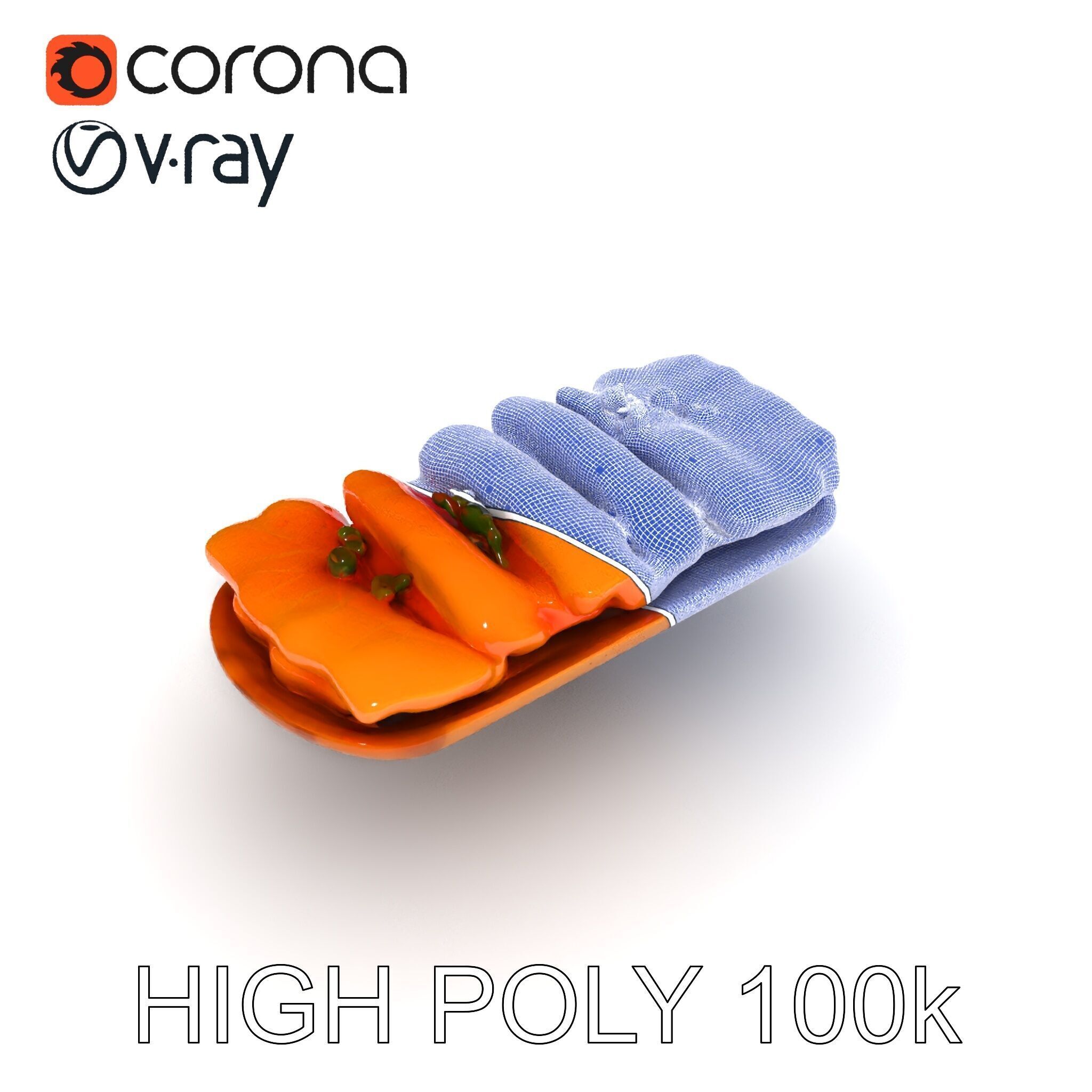 Realistic Smoked Salmon Slices on Wooden Platter D Model Pack Low-poly 3D model_35