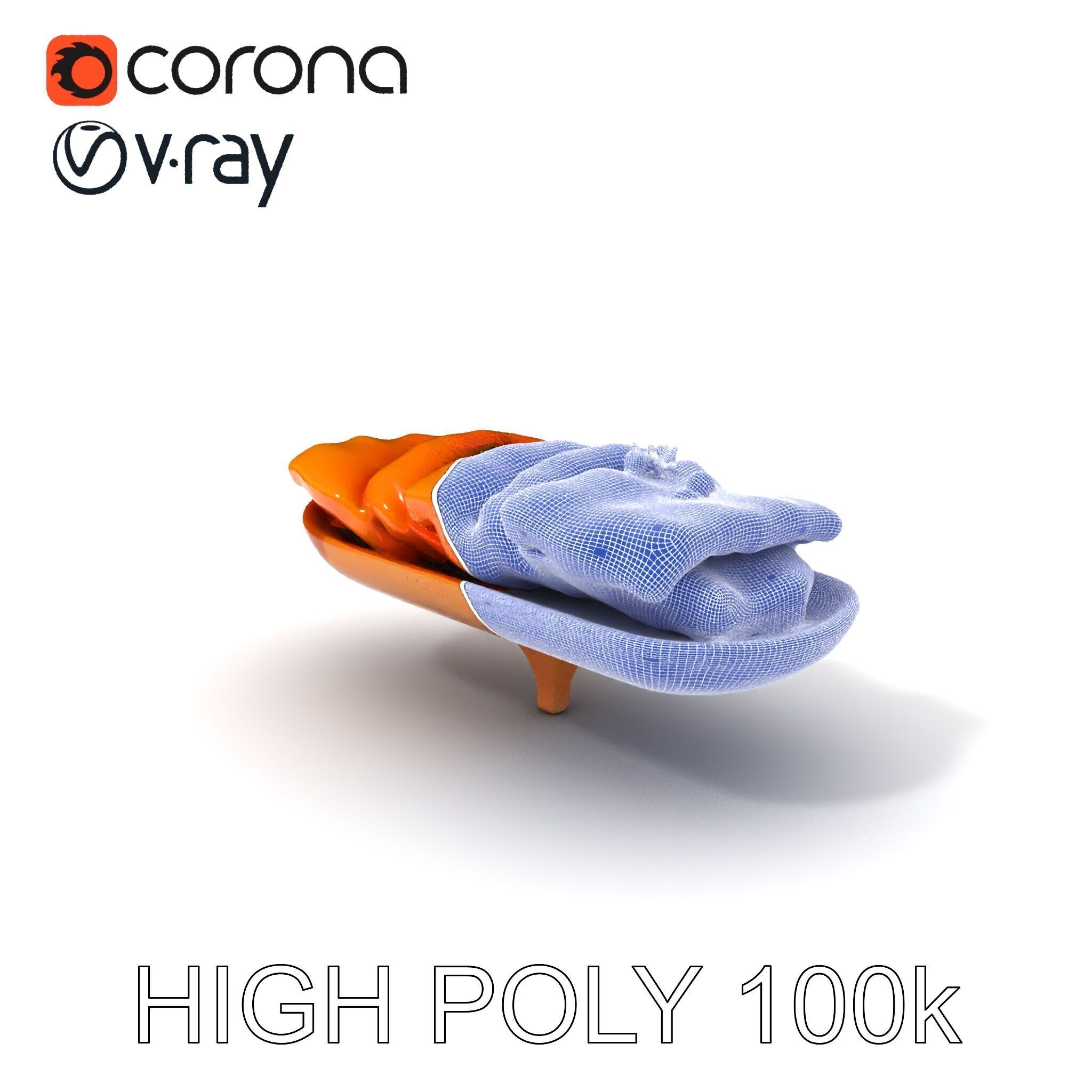 Realistic Smoked Salmon Slices on Wooden Platter D Model Pack Low-poly 3D model_4