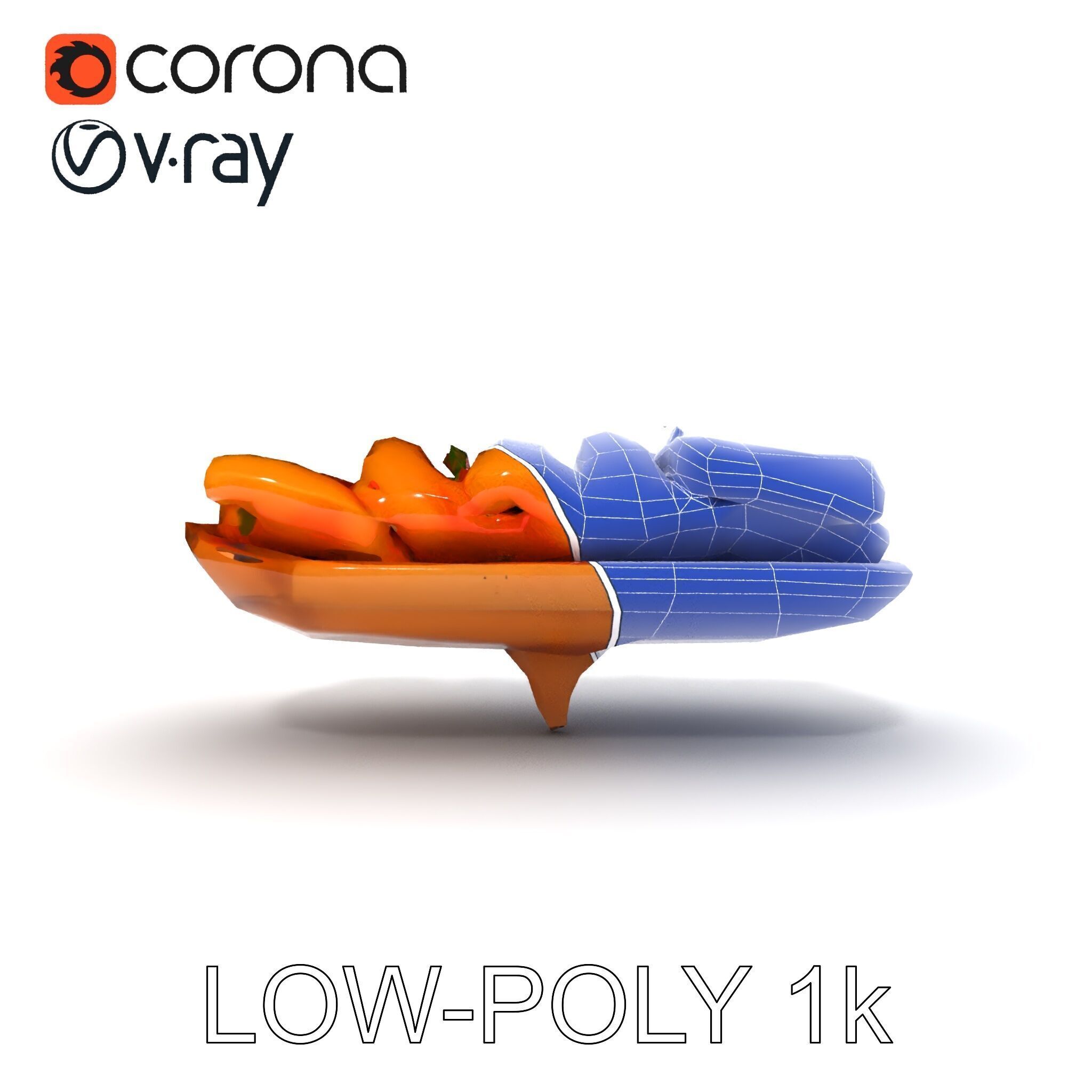 Realistic Smoked Salmon Slices on Wooden Platter D Model Pack Low-poly 3D model_29