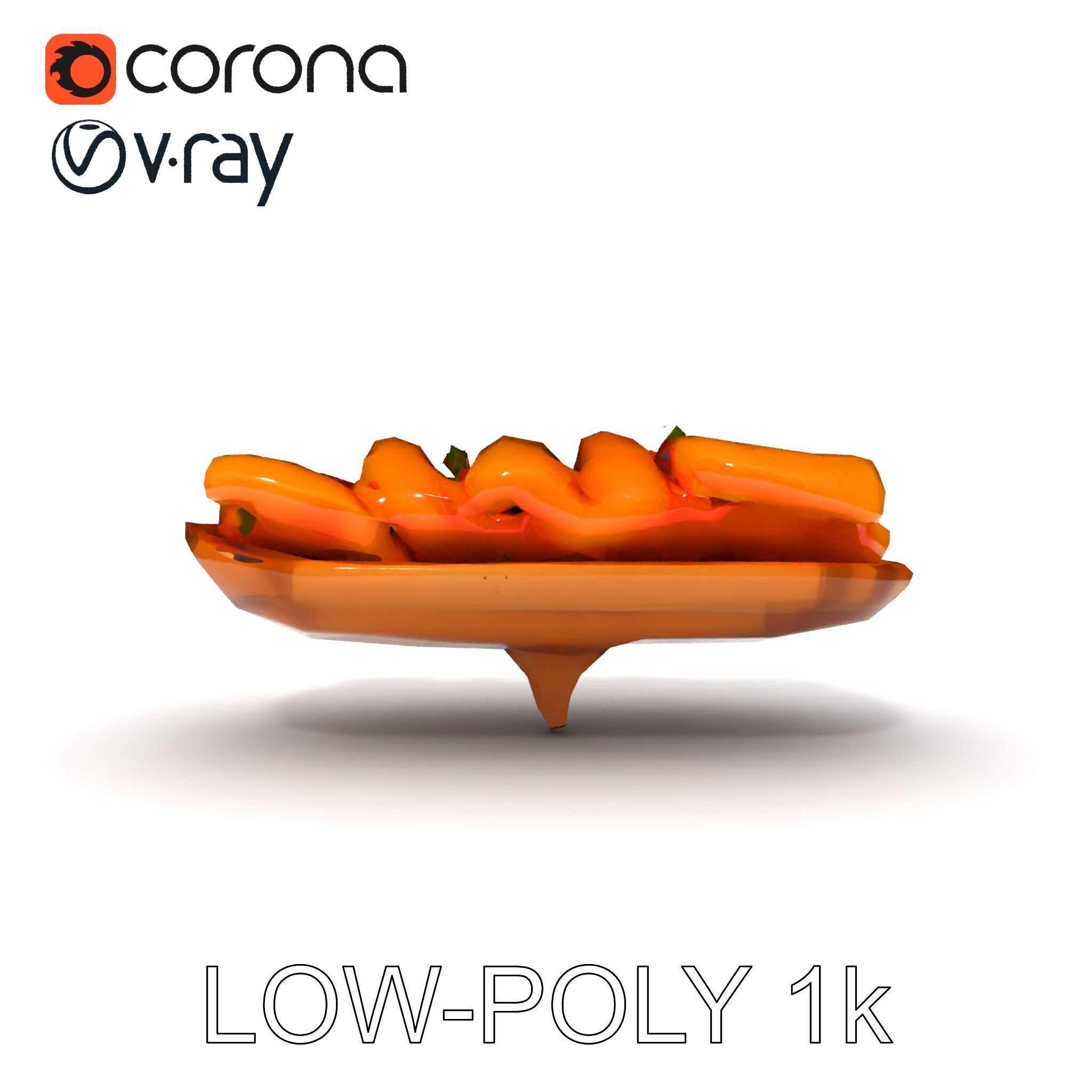 Realistic Smoked Salmon Slices on Wooden Platter D Model Pack Low-poly 3D model_26