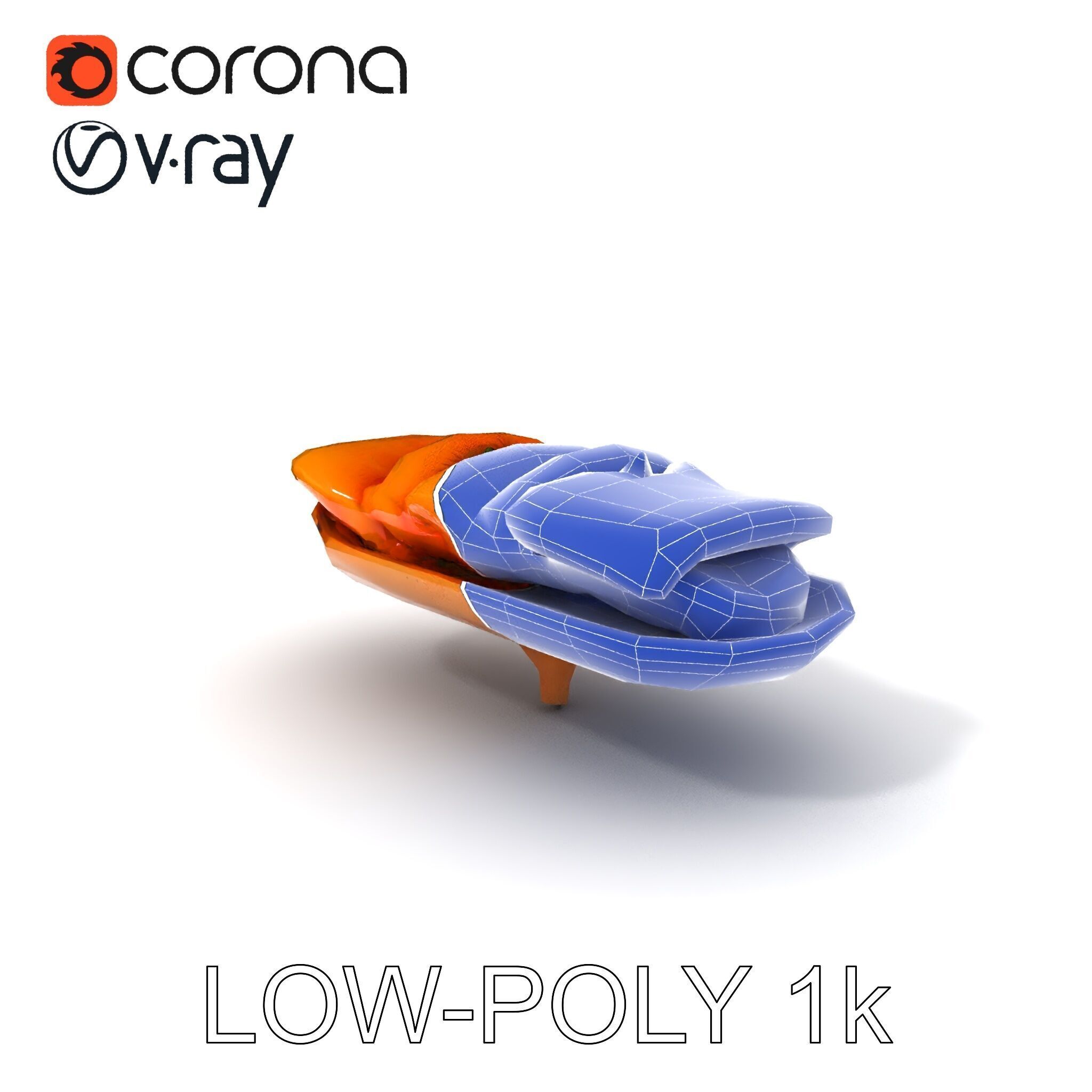 Realistic Smoked Salmon Slices on Wooden Platter D Model Pack Low-poly 3D model_15