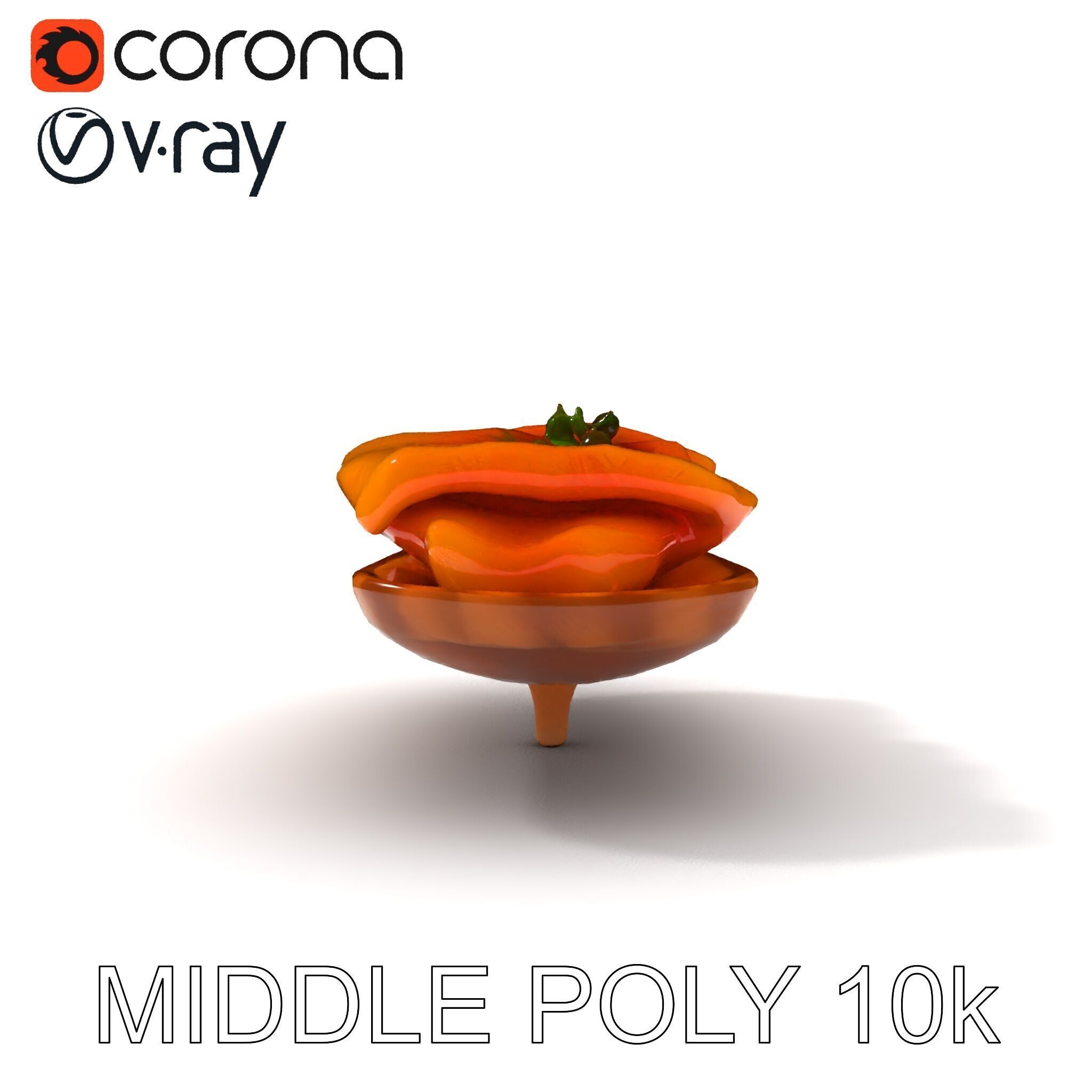 Realistic Smoked Salmon Slices on Wooden Platter D Model Pack Low-poly 3D model_8