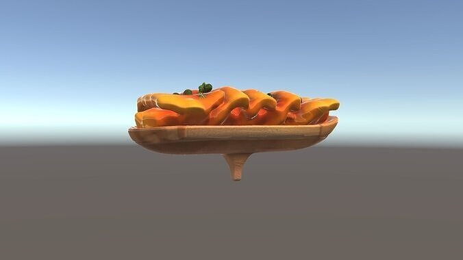 Realistic Smoked Salmon Slices on Wooden Platter D Model Pack Low-poly 3D model 5