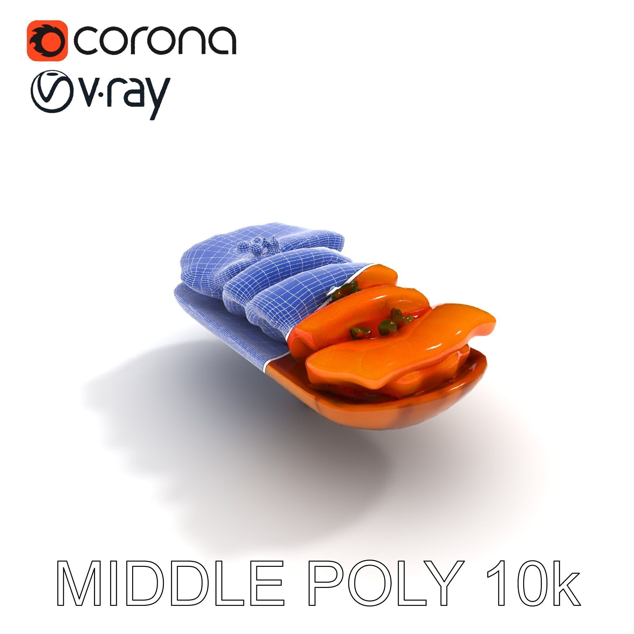 Realistic Smoked Salmon Slices on Wooden Platter D Model Pack Low-poly 3D model_25