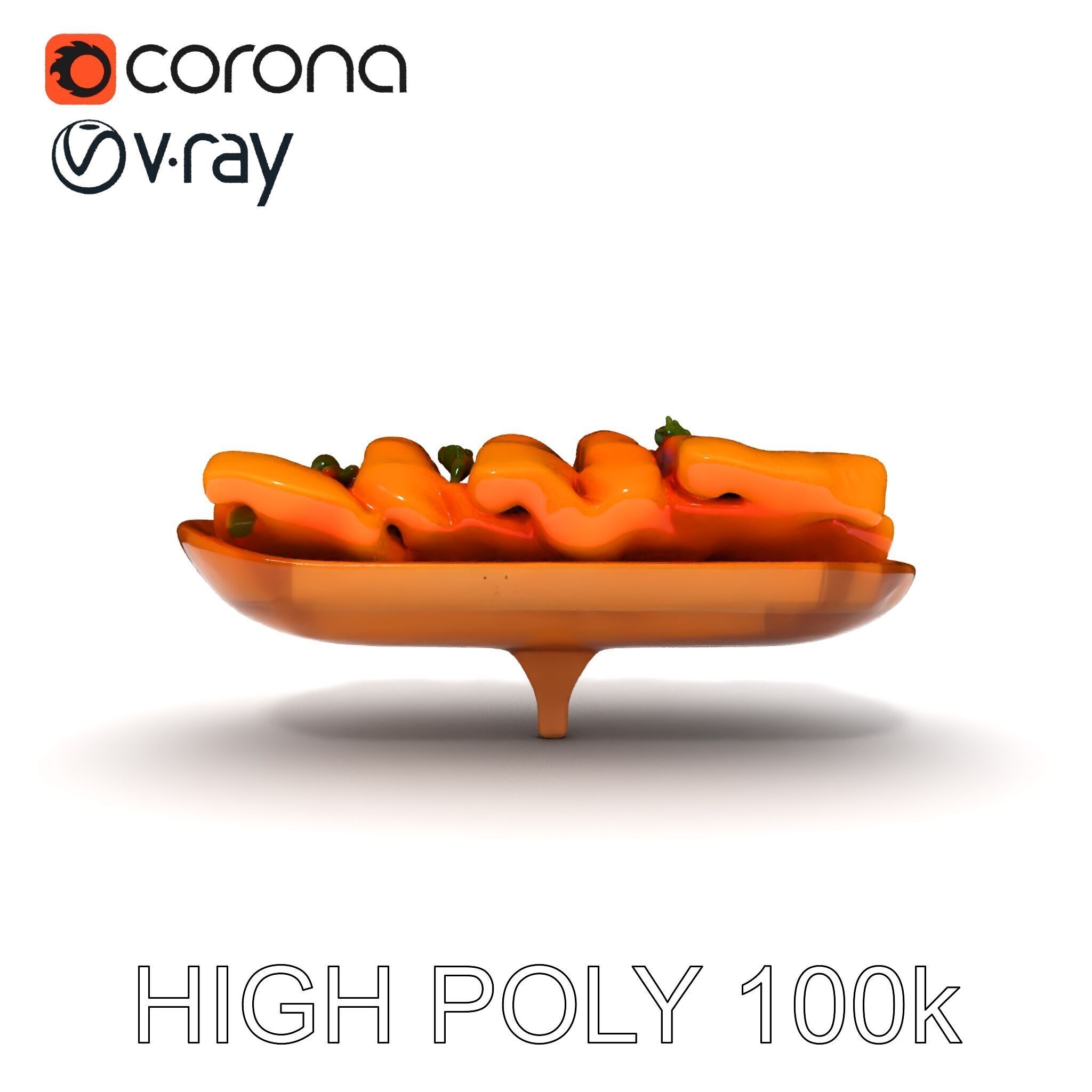 Realistic Smoked Salmon Slices on Wooden Platter D Model Pack Low-poly 3D model_10