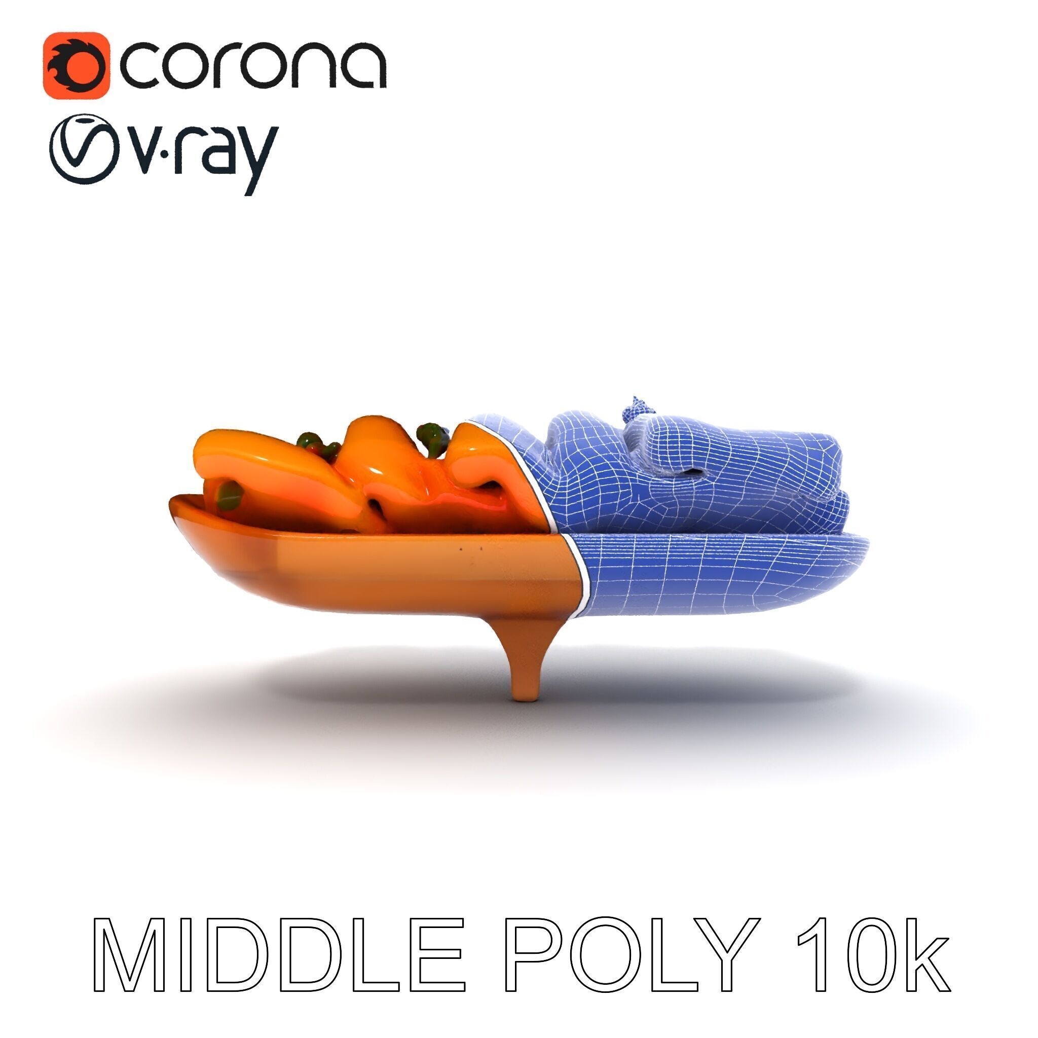 Realistic Smoked Salmon Slices on Wooden Platter D Model Pack Low-poly 3D model_28