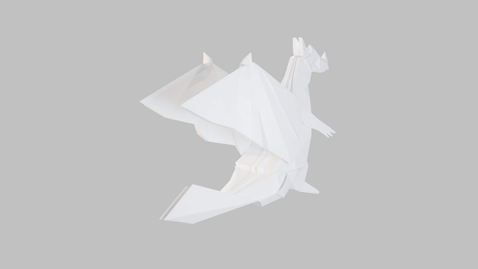 Origami Dragon Rigged And Animated  Low-poly 3D model_2