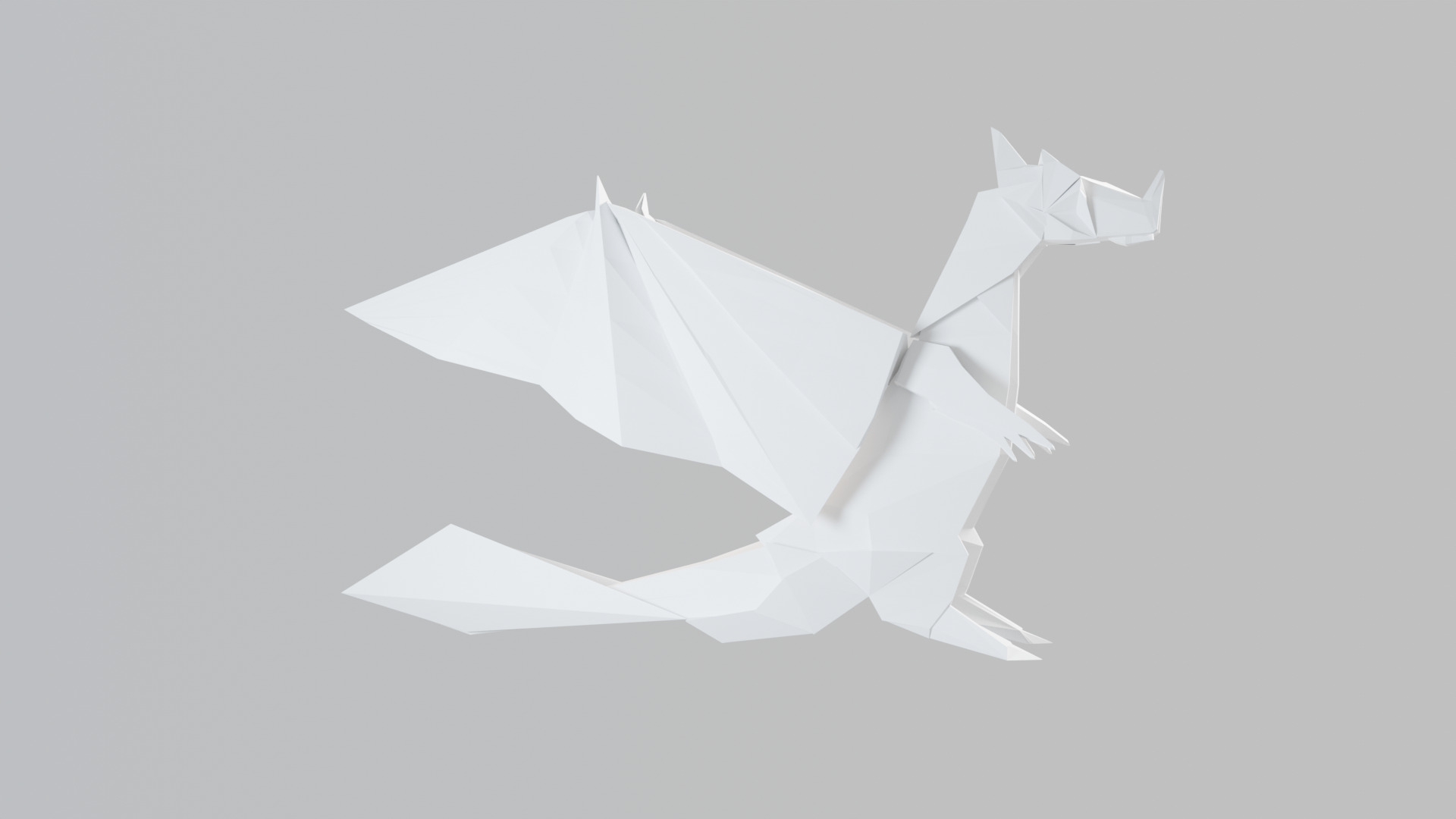 Origami Dragon Rigged And Animated  Low-poly 3D model_1
