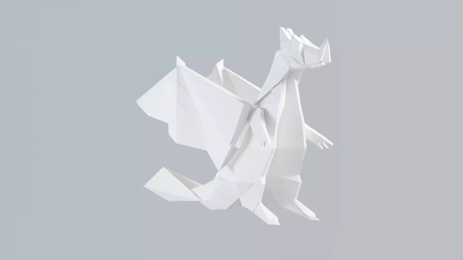 Origami Dragon Rigged And Animated  Low-poly 3D model_0