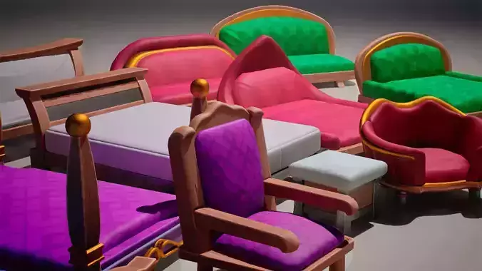 Stylized Furniture Low-poly 3D model