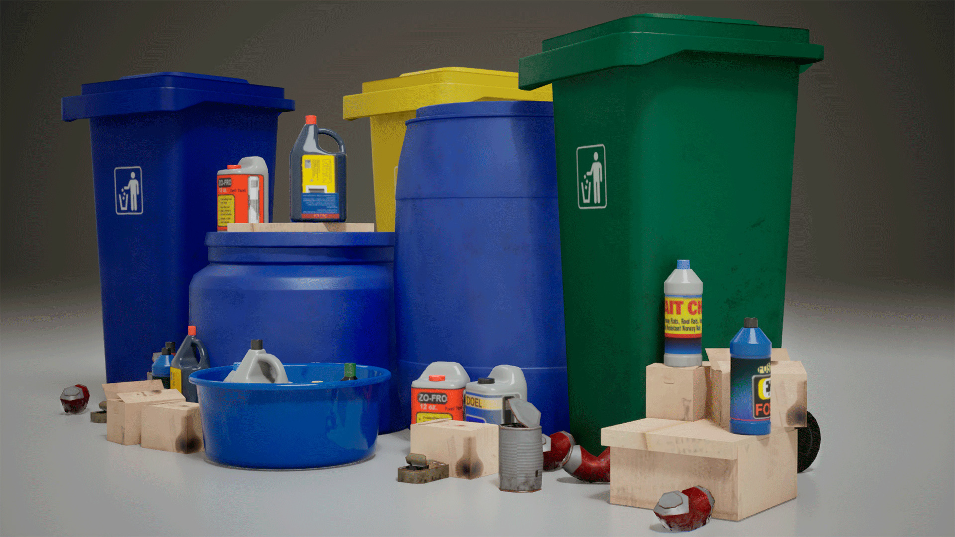 stylized Garbage Low-poly 3D model_2