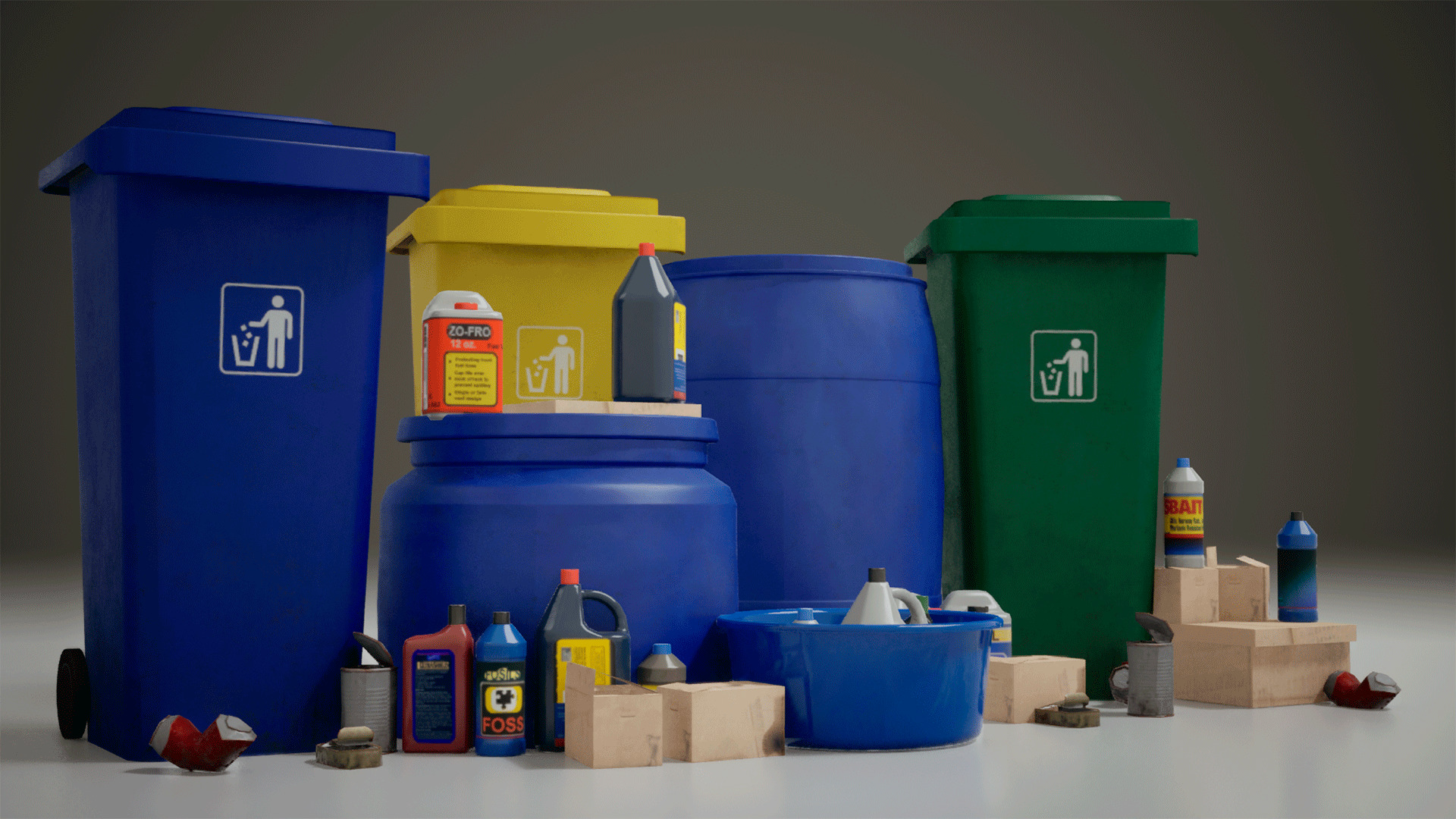 stylized Garbage Low-poly 3D model_1