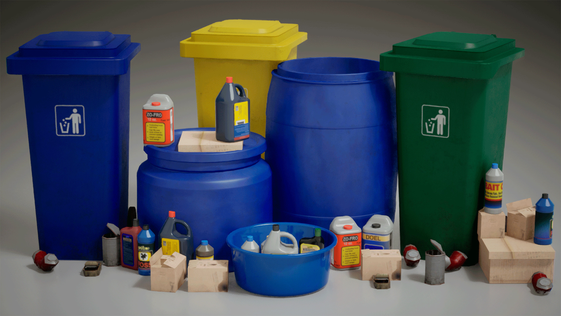 stylized Garbage Low-poly 3D model_4