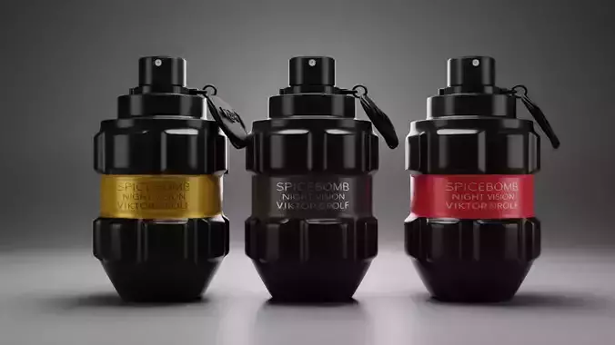 Perfume Bottle 3D Model  Grenade Style  PBR  Spicebomb Inspired 3D model