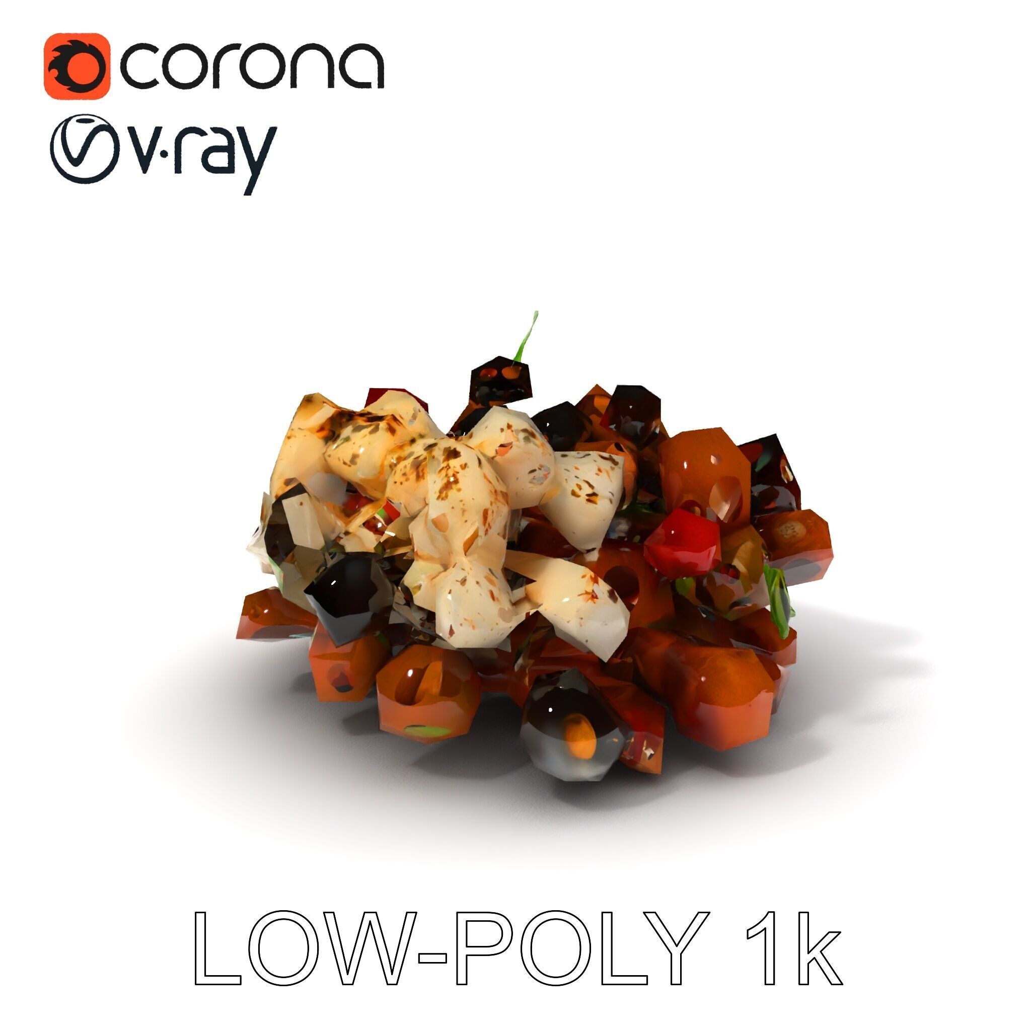 Mediterranean Snack Mix Model Pack with Olives and Cheese Low-poly 3D model_12