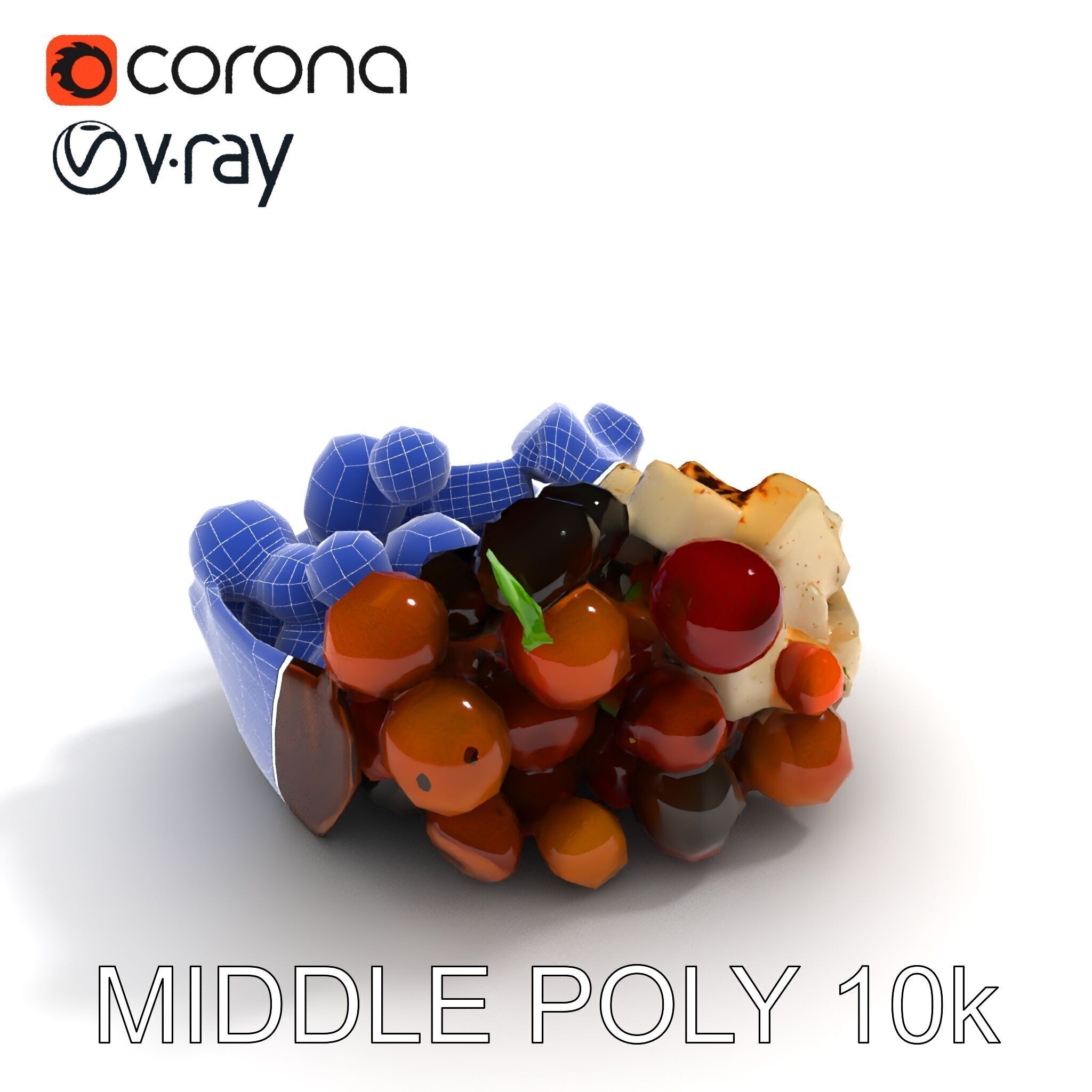 Mediterranean Snack Mix Model Pack with Olives and Cheese Low-poly 3D model_16