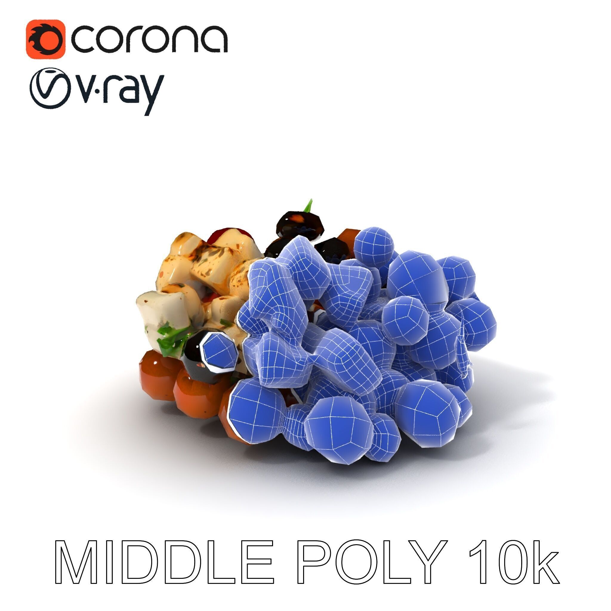 Mediterranean Snack Mix Model Pack with Olives and Cheese Low-poly 3D model_21