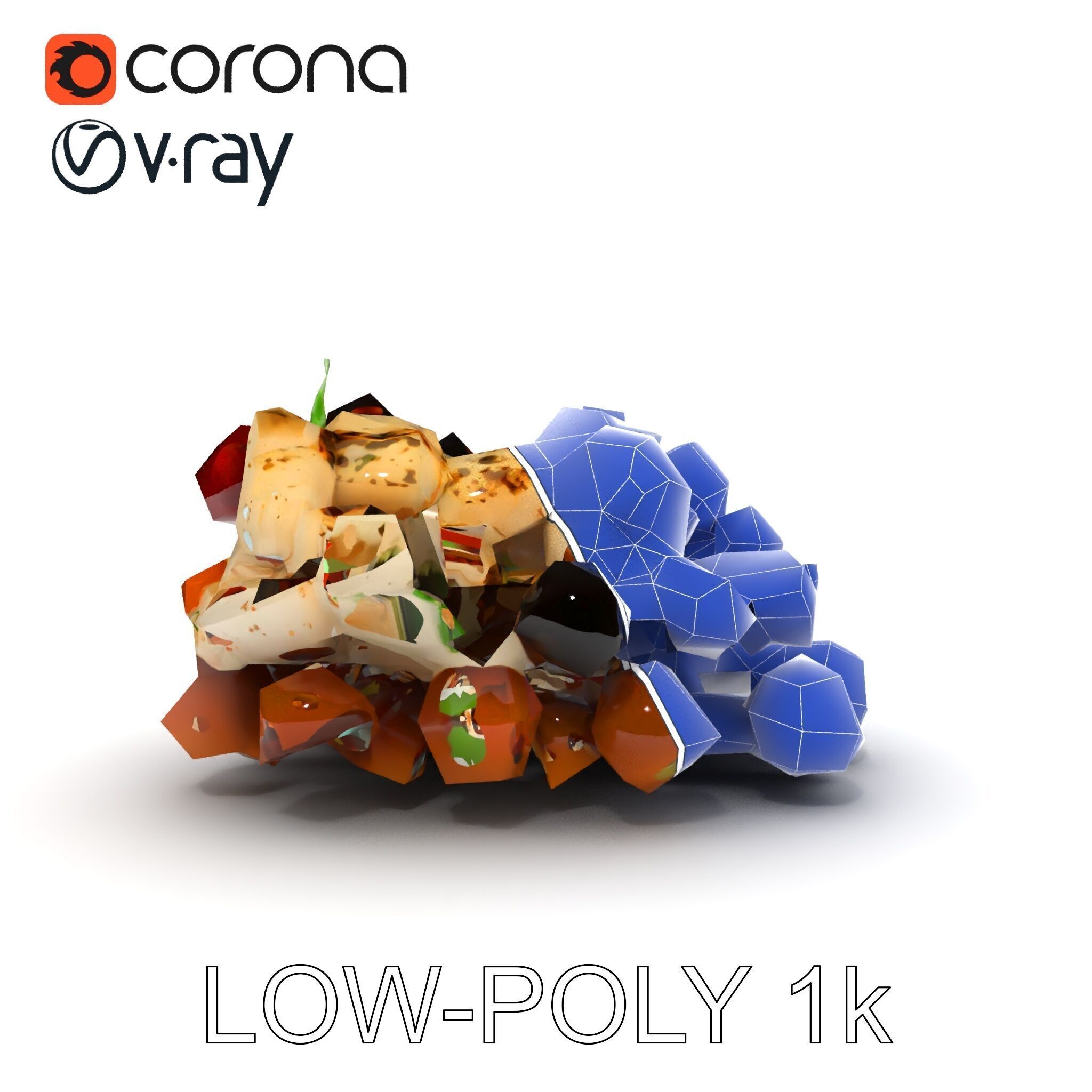 Mediterranean Snack Mix Model Pack with Olives and Cheese Low-poly 3D model_19