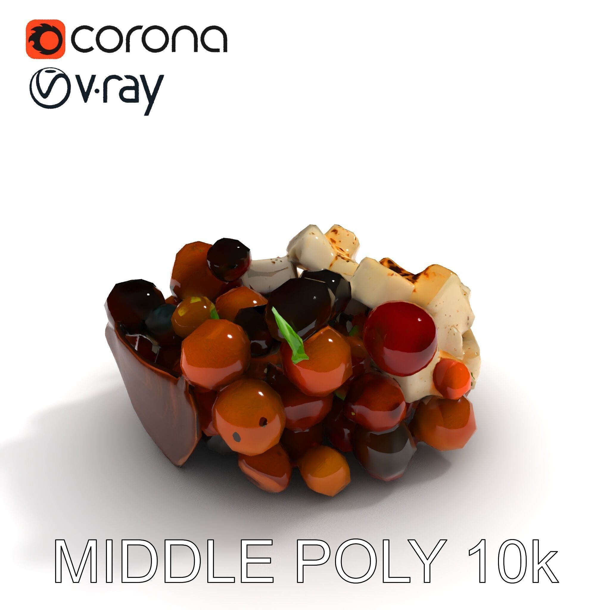 Mediterranean Snack Mix Model Pack with Olives and Cheese Low-poly 3D model_27