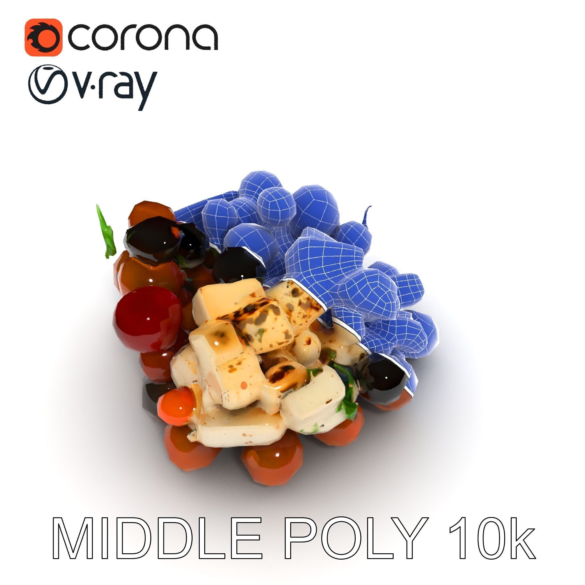 Mediterranean Snack Mix Model Pack with Olives and Cheese Low-poly 3D model_9