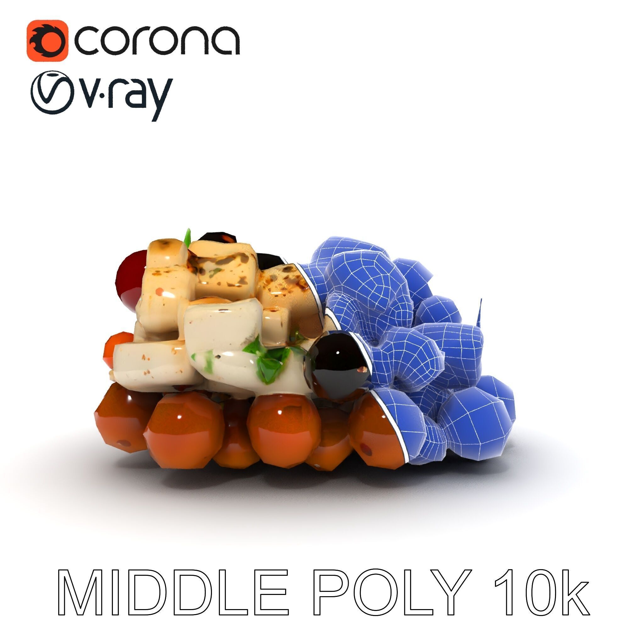 Mediterranean Snack Mix Model Pack with Olives and Cheese Low-poly 3D model_18