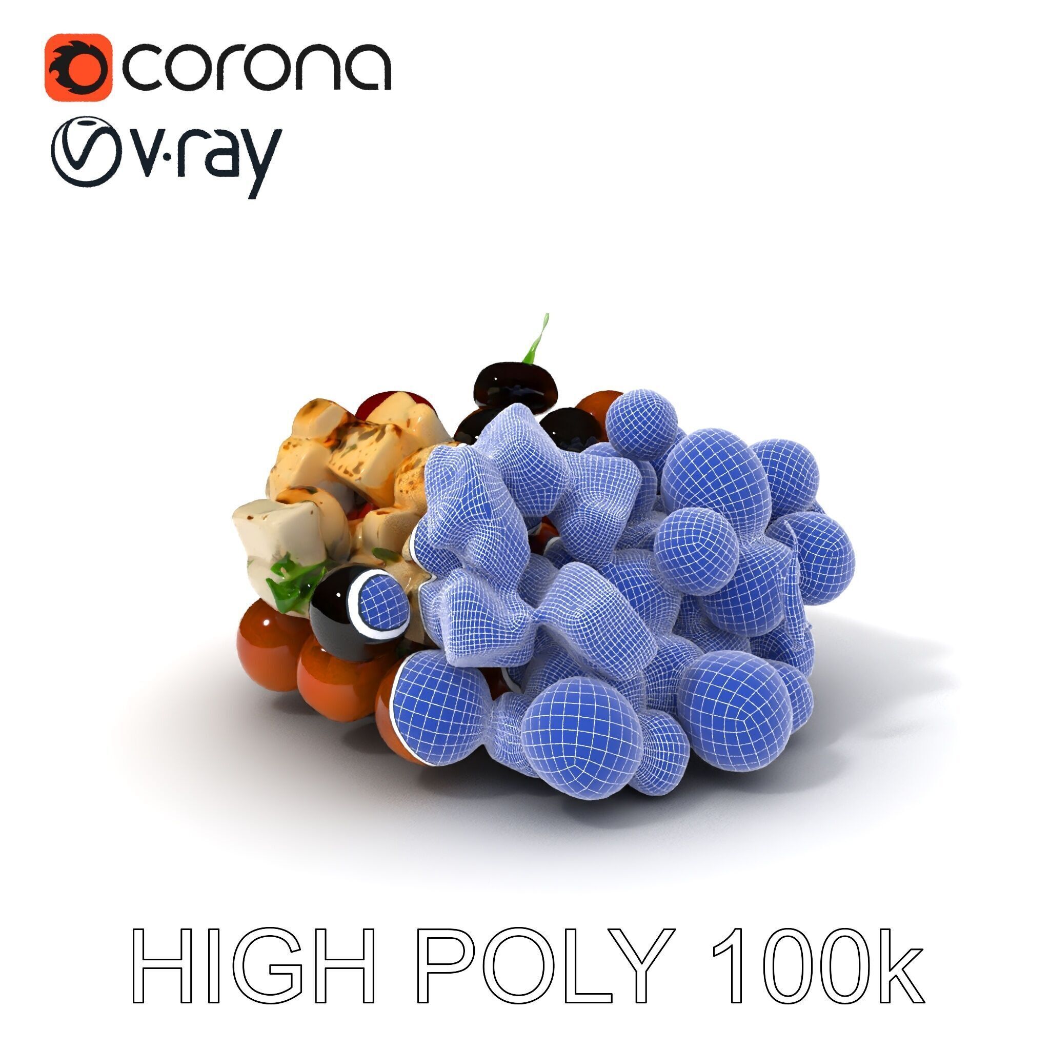 Mediterranean Snack Mix Model Pack with Olives and Cheese Low-poly 3D model_4