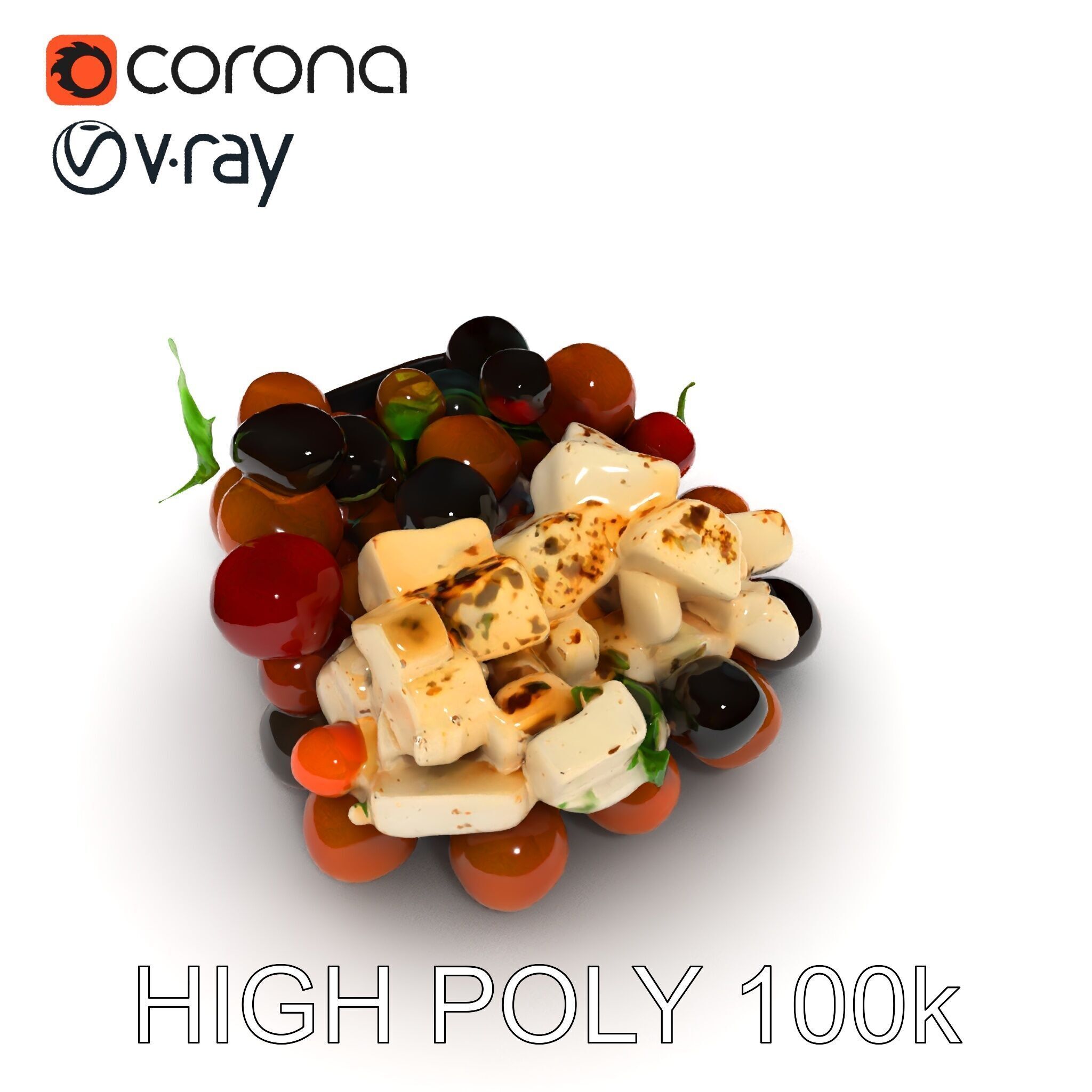 Mediterranean Snack Mix Model Pack with Olives and Cheese Low-poly 3D model_13