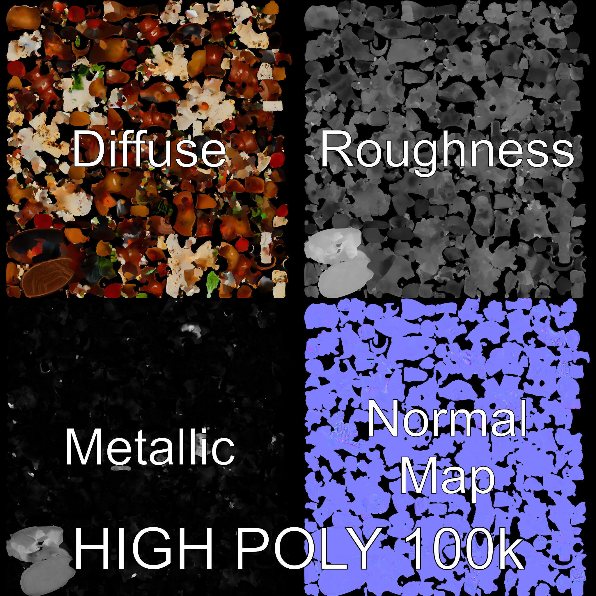 Mediterranean Snack Mix Model Pack with Olives and Cheese Low-poly 3D model_2