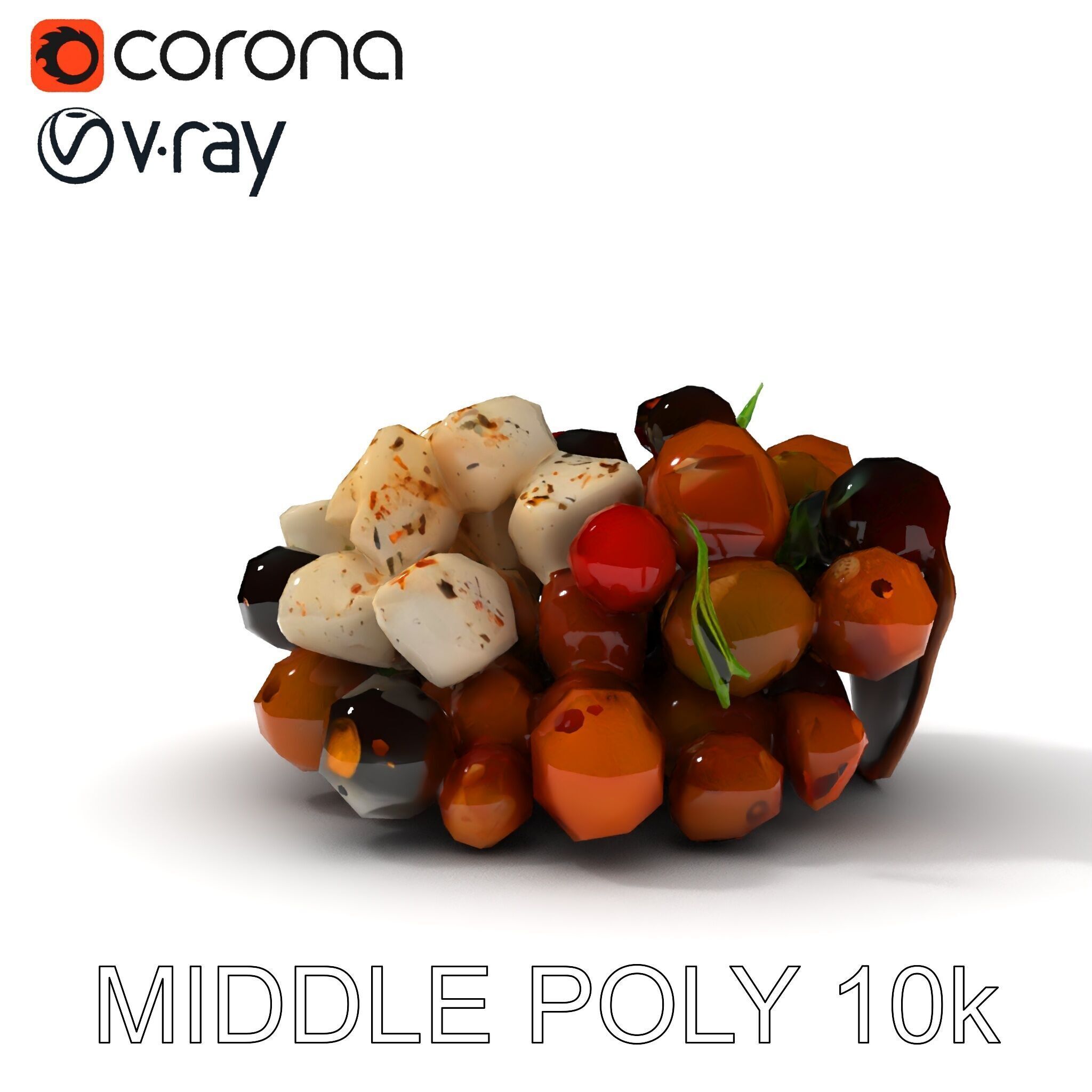 Mediterranean Snack Mix Model Pack with Olives and Cheese Low-poly 3D model_32