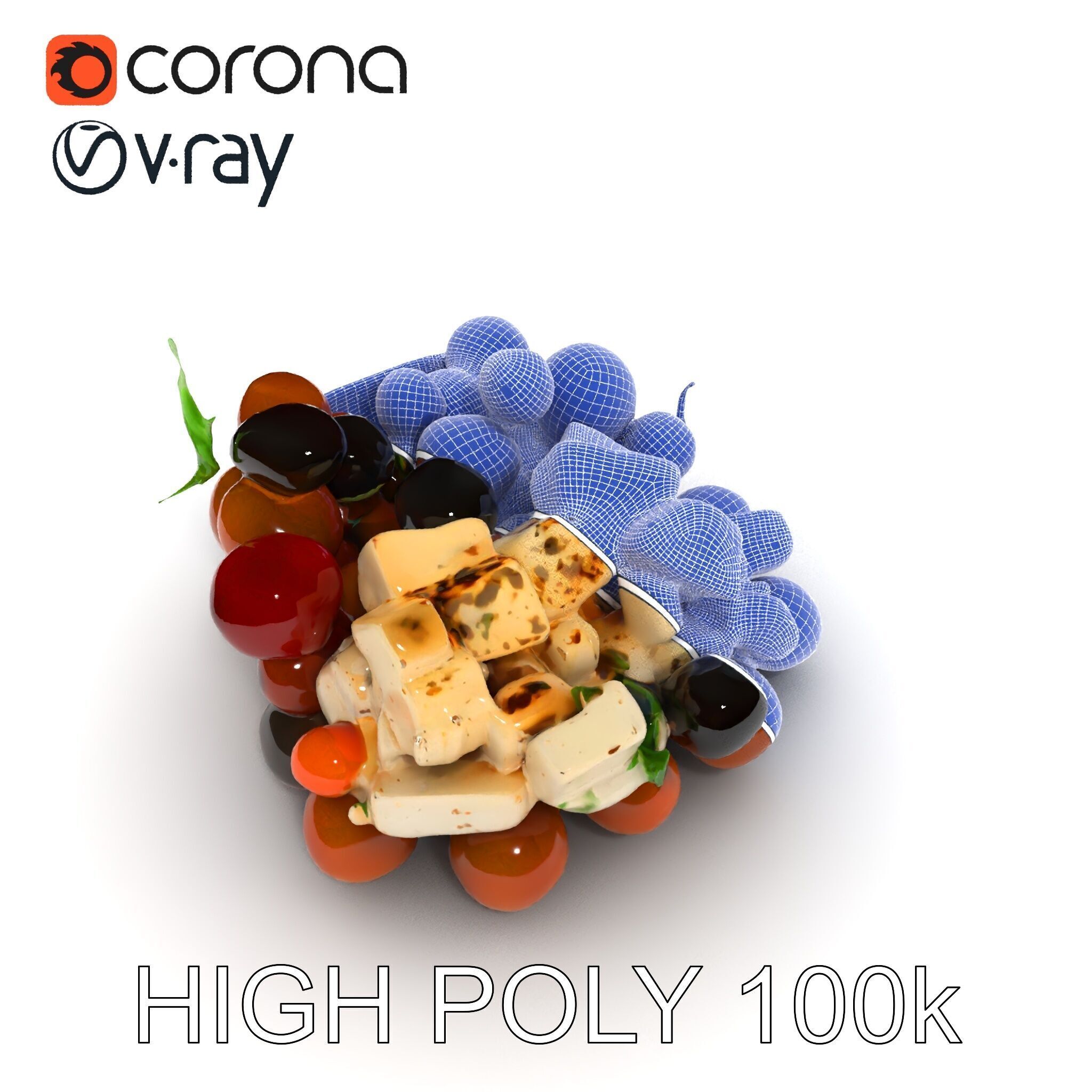 Mediterranean Snack Mix Model Pack with Olives and Cheese Low-poly 3D model_35