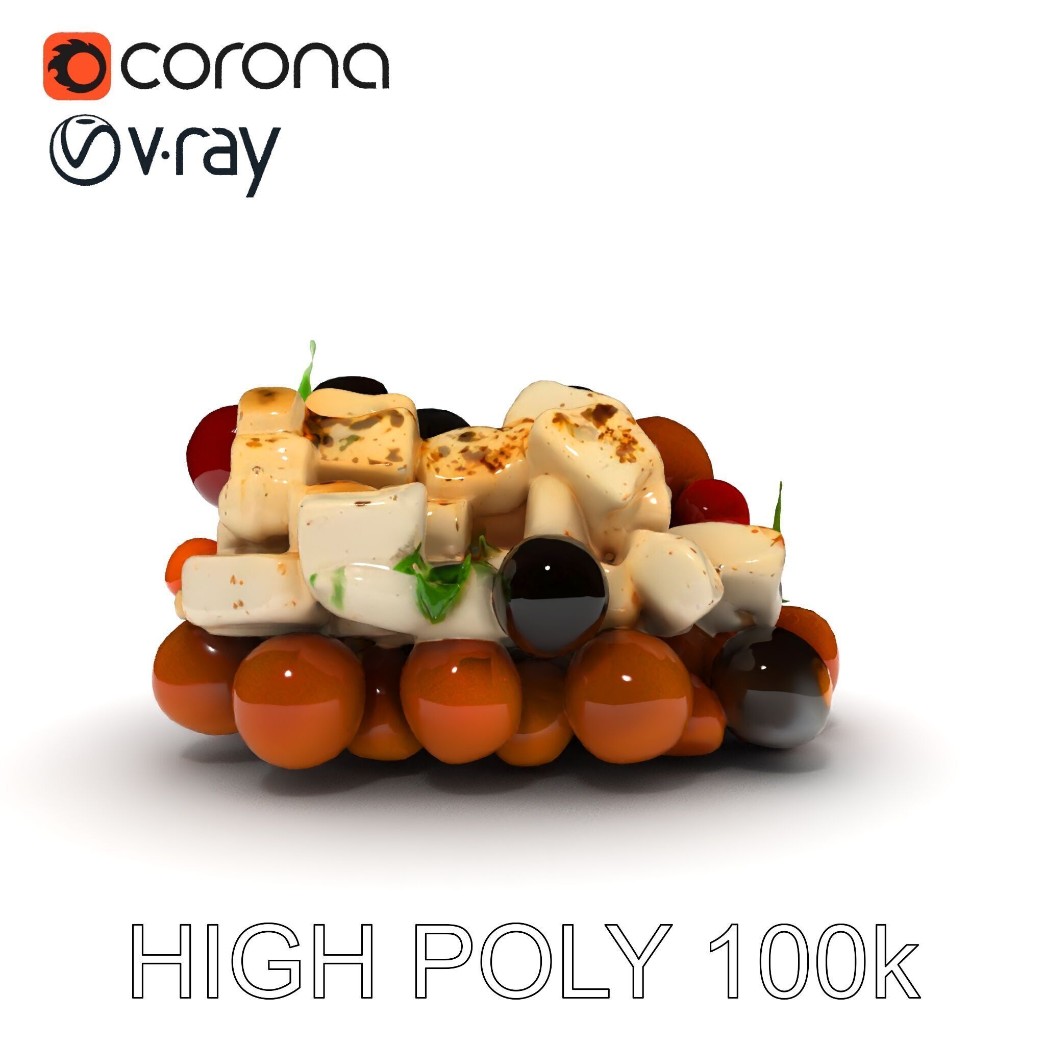 Mediterranean Snack Mix Model Pack with Olives and Cheese Low-poly 3D model_20