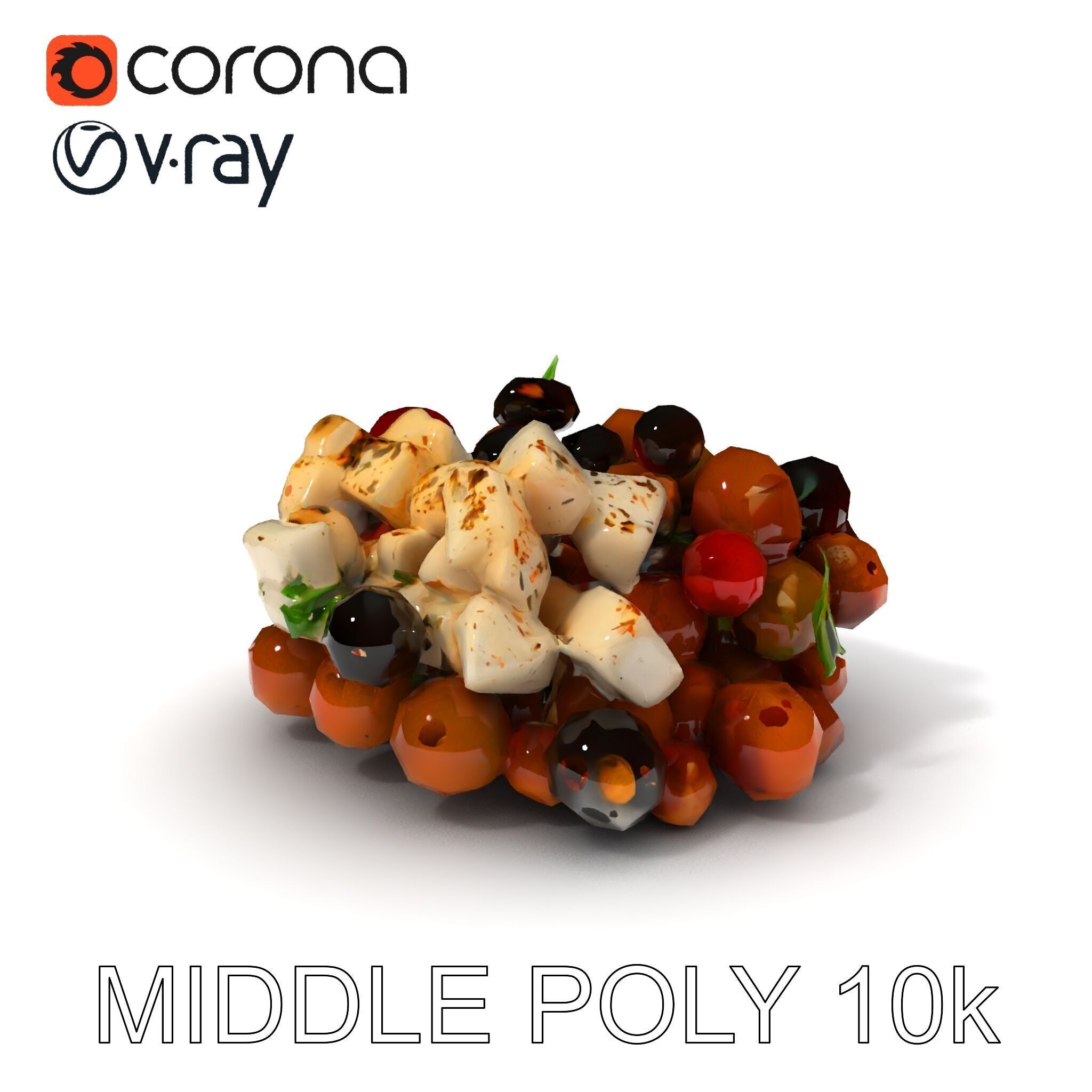 Mediterranean Snack Mix Model Pack with Olives and Cheese Low-poly 3D model_14