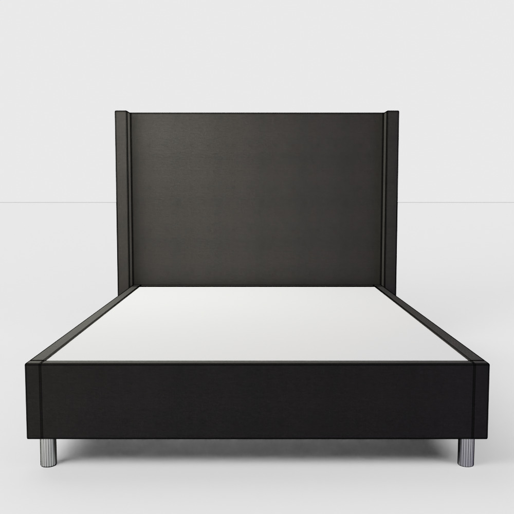 Modern Wingback Bed 3D model_2
