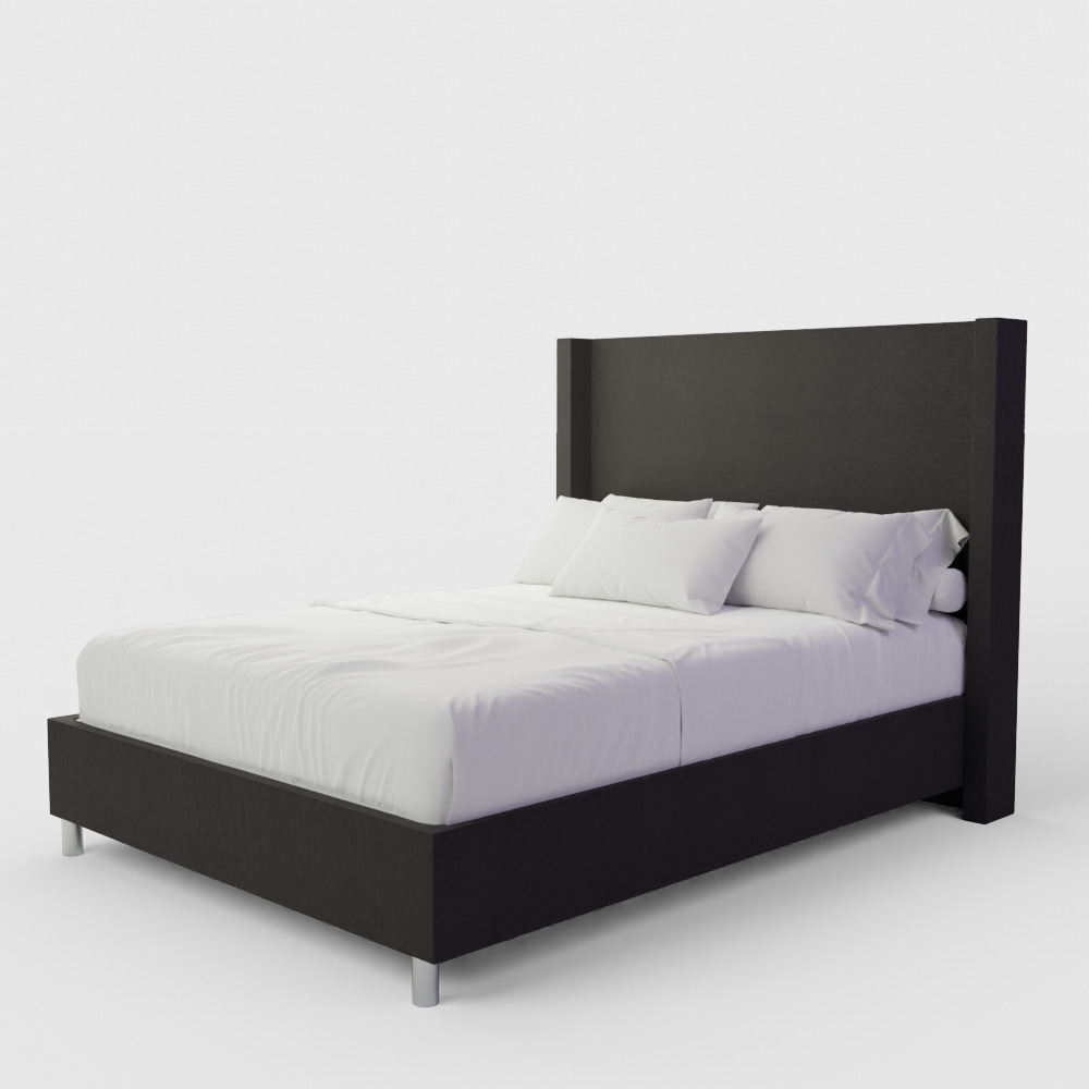 Modern Wingback Bed 3D model_5